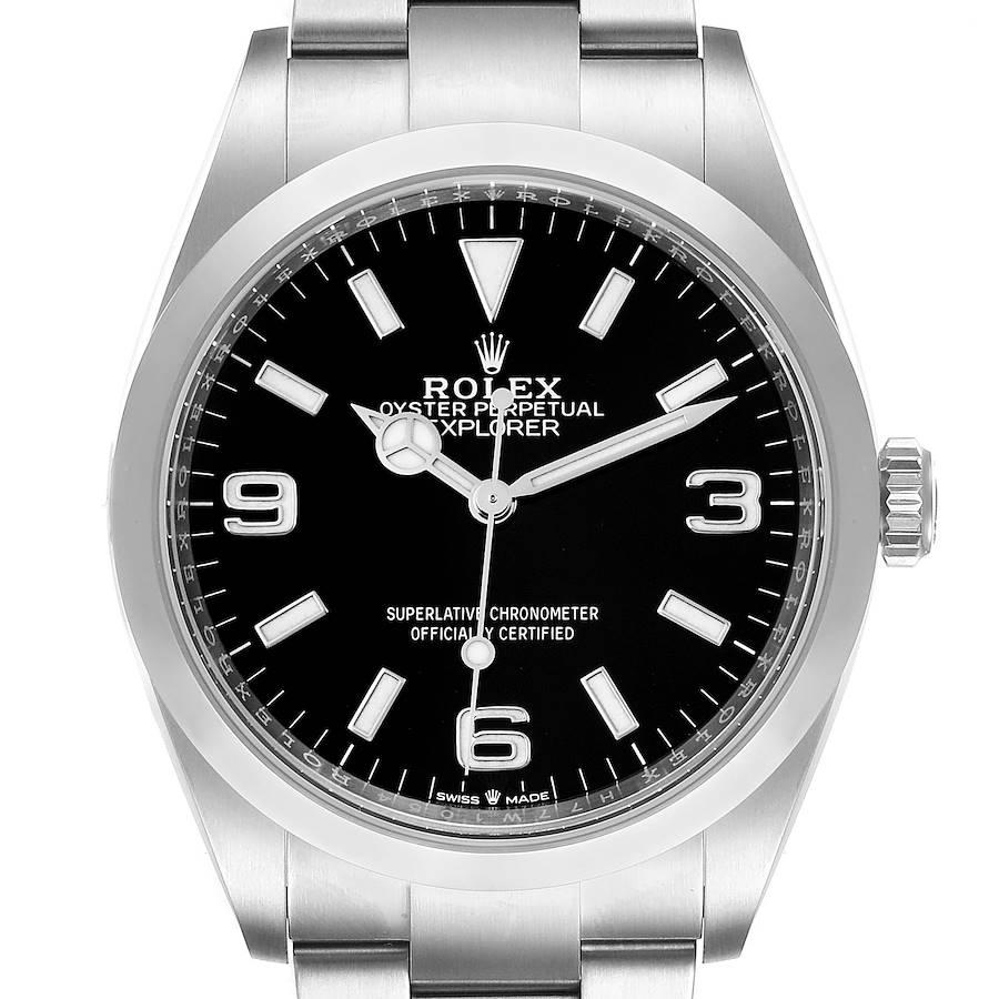 Rolex Explorer I Black Dial Stainless Steel Mens Watch 124270 Unworn