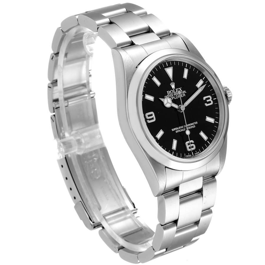 Rolex Explorer I Black Dial Stainless Steel Mens Watch 14270 In Excellent Condition For Sale In Atlanta, GA