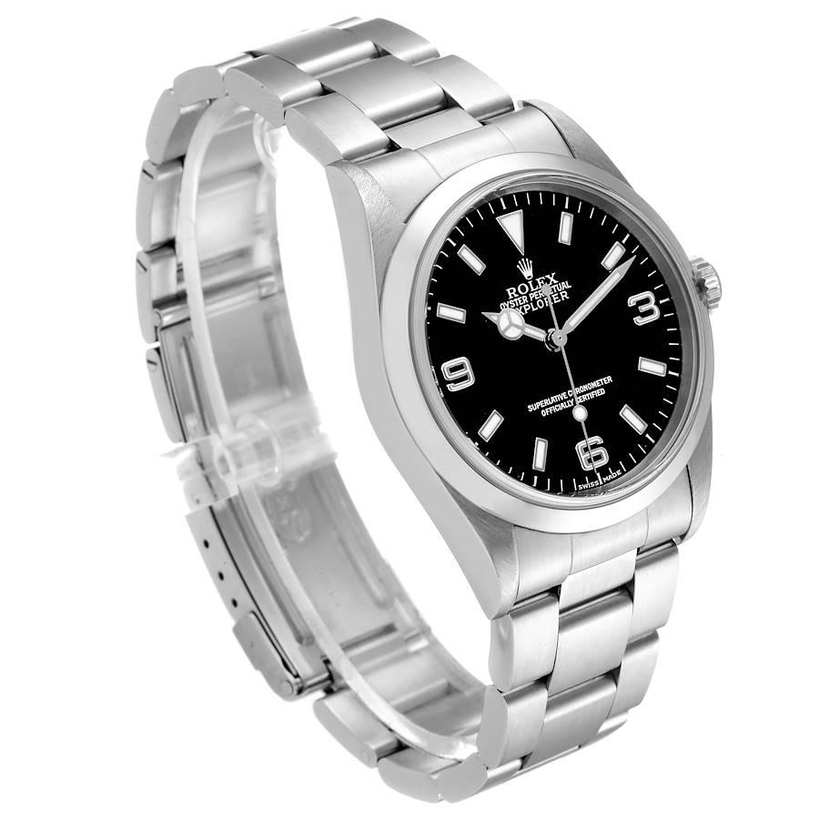 Rolex Explorer I: Edelstahl-Herrenuhr mit schwarzem Zifferblatt 14270 im Zustand „Hervorragend“ im Angebot in Atlanta, GA