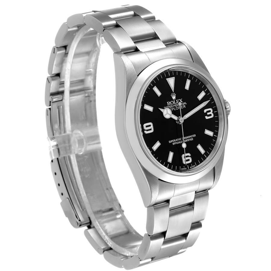 Rolex Explorer I Black Dial Stainless Steel Mens Watch 14270 In Excellent Condition In Atlanta, GA