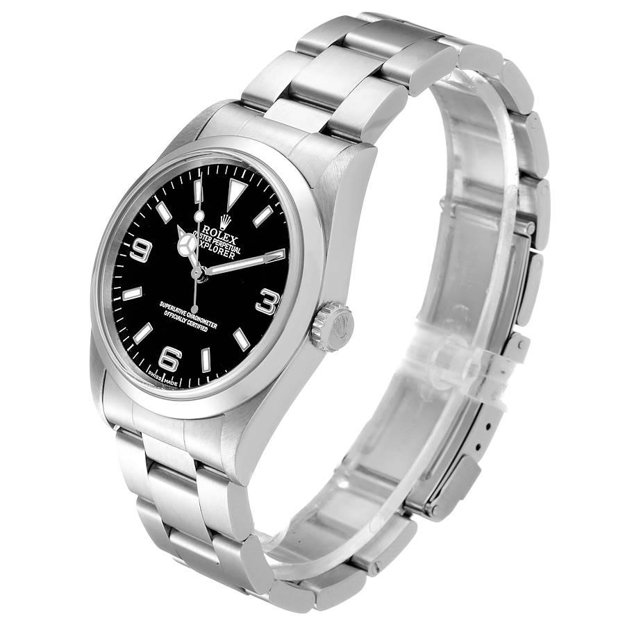 Rolex Explorer I: Edelstahl-Herrenuhr mit schwarzem Zifferblatt 14270 im Angebot 1
