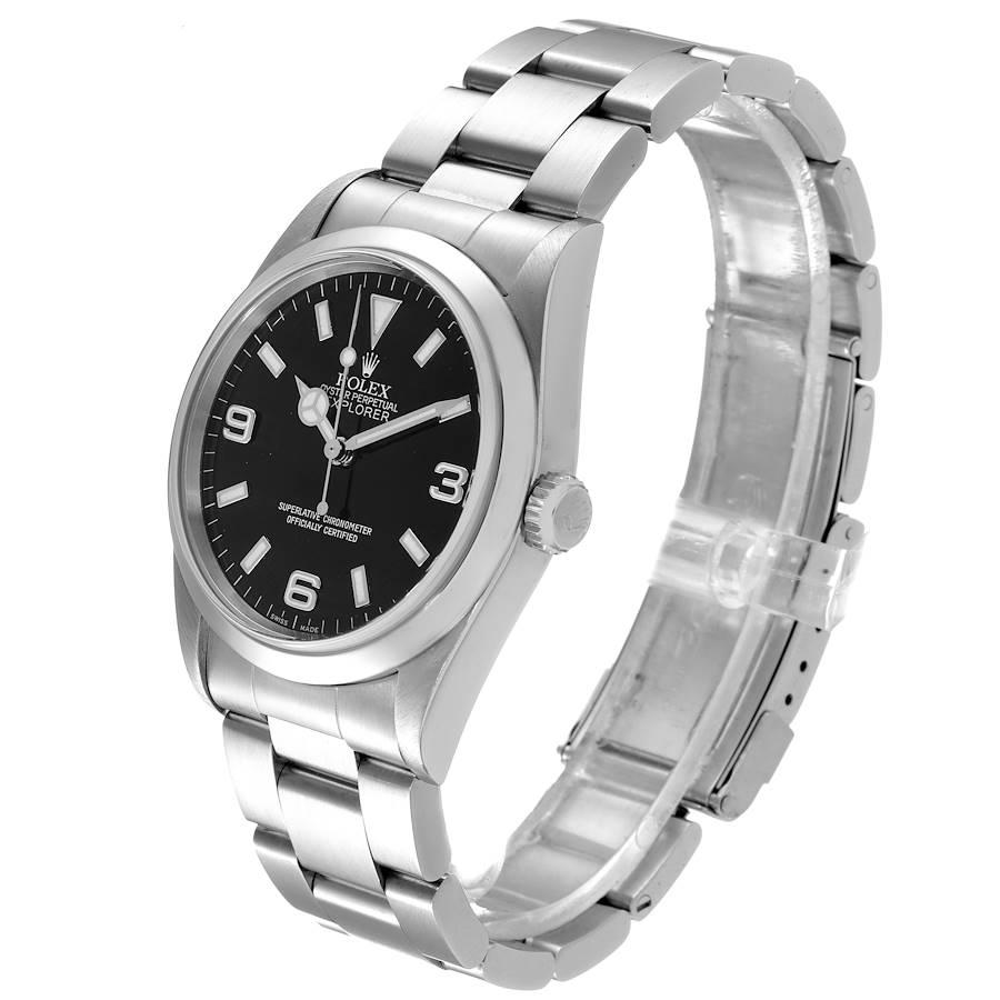 Rolex Explorer I: Edelstahl-Herrenuhr mit schwarzem Zifferblatt 14270 im Angebot 1