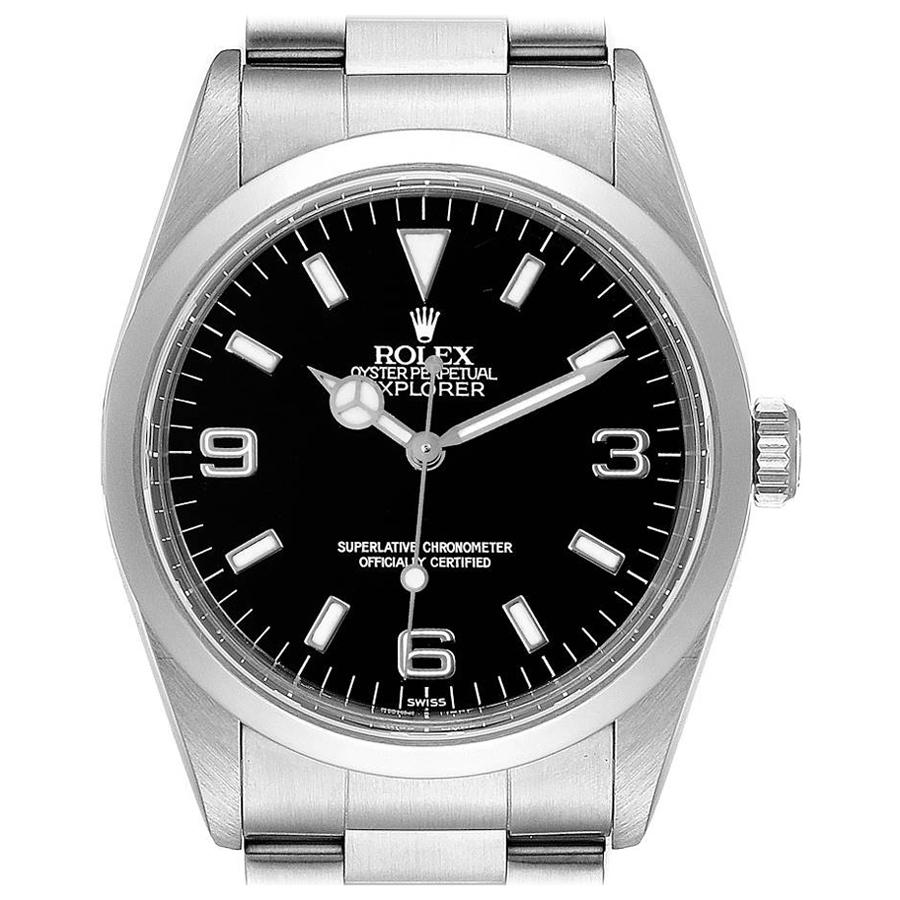 Rolex Explorer I Black Dial Stainless Steel Mens Watch 14270