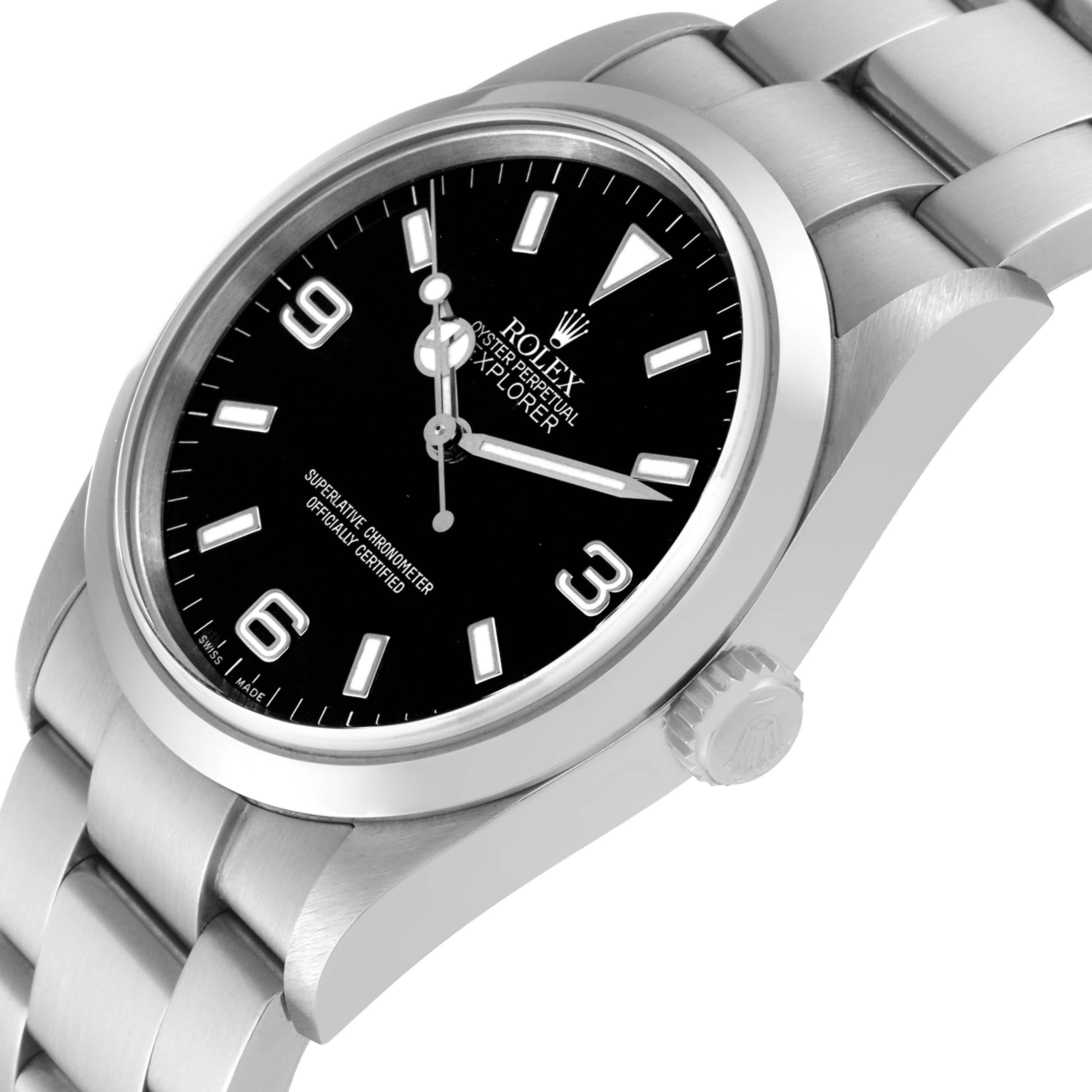 Men's Rolex Explorer I Black Dial Steel Mens Watch 114270 Box Papers For Sale