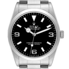 Rolex Explorer I Black Dial Steel Mens Watch 14270 Box Papers