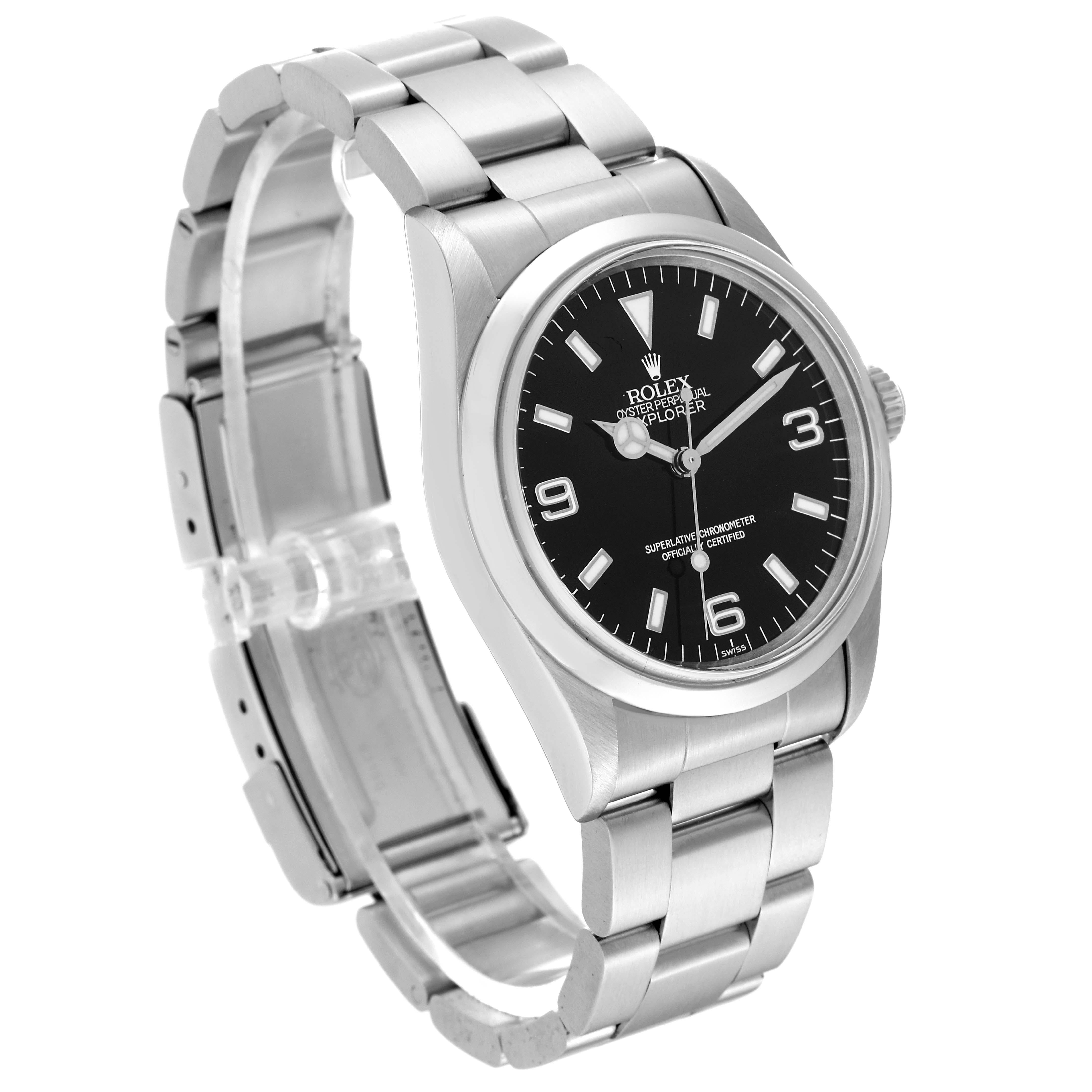 Rolex Explorer I Black Dial Steel Mens Watch 14270 Papers For Sale 1