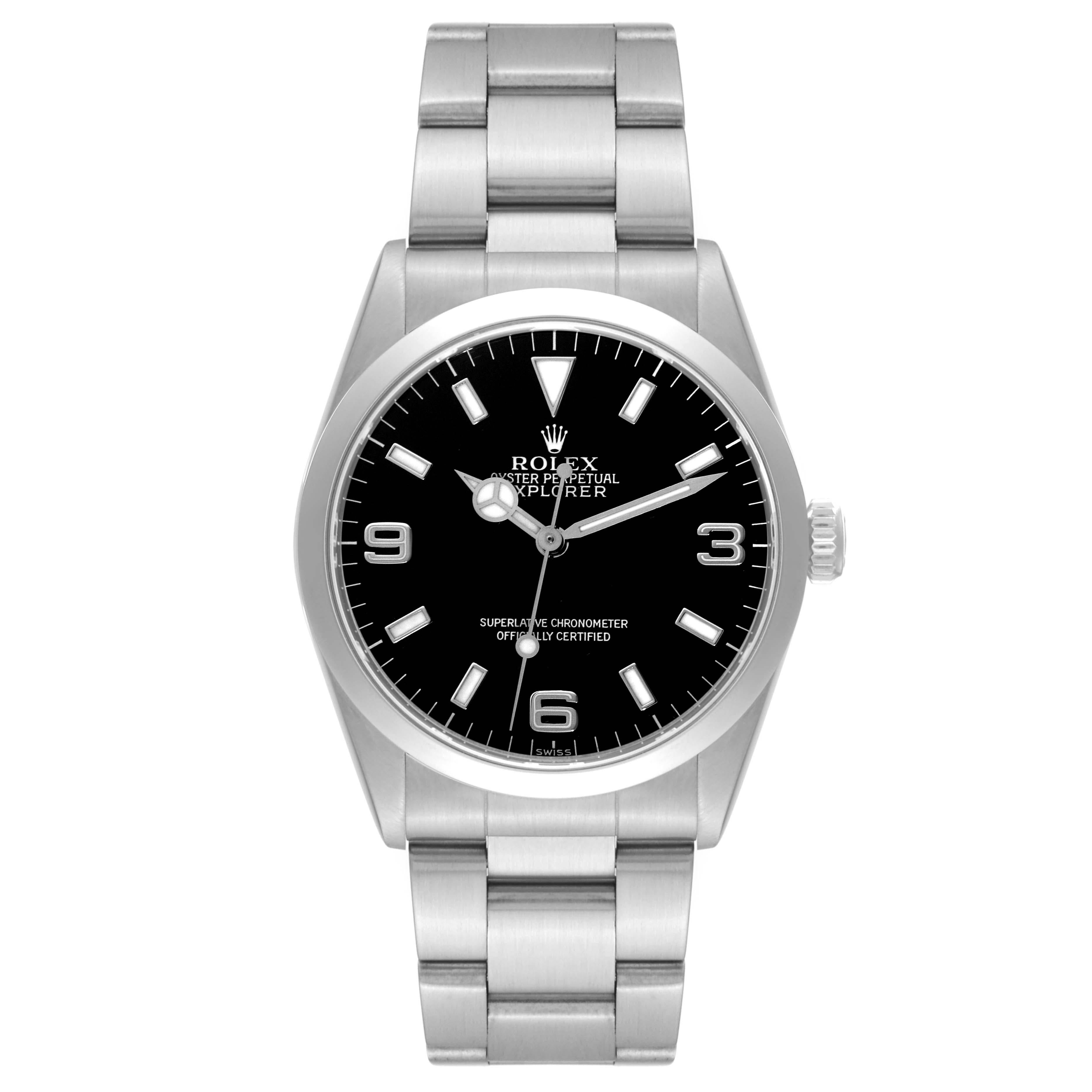 Rolex Explorer I Black Dial Steel Mens Watch 14270 Papers For Sale 4
