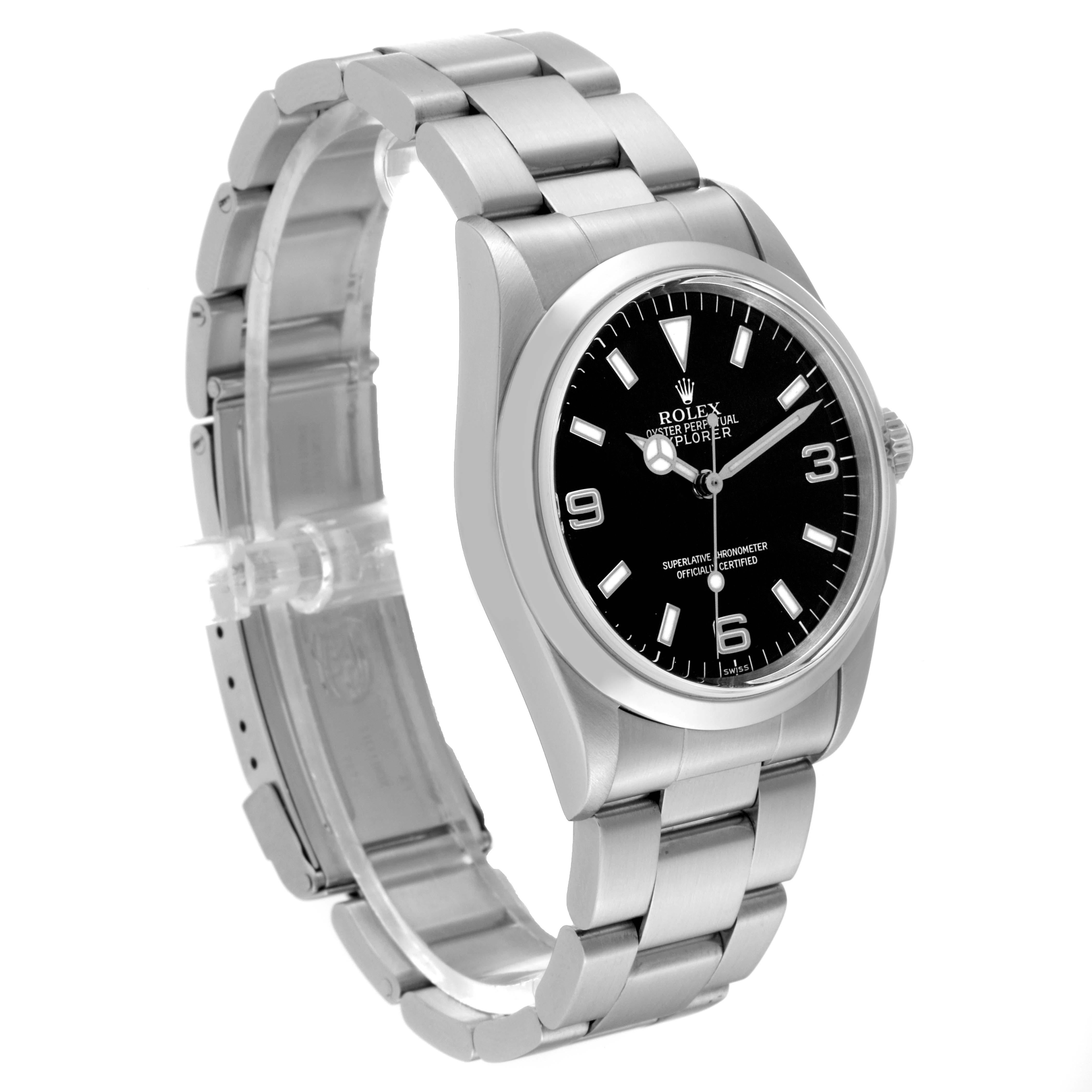 Rolex Explorer I Black Dial Steel Mens Watch 14270 Papers For Sale 5