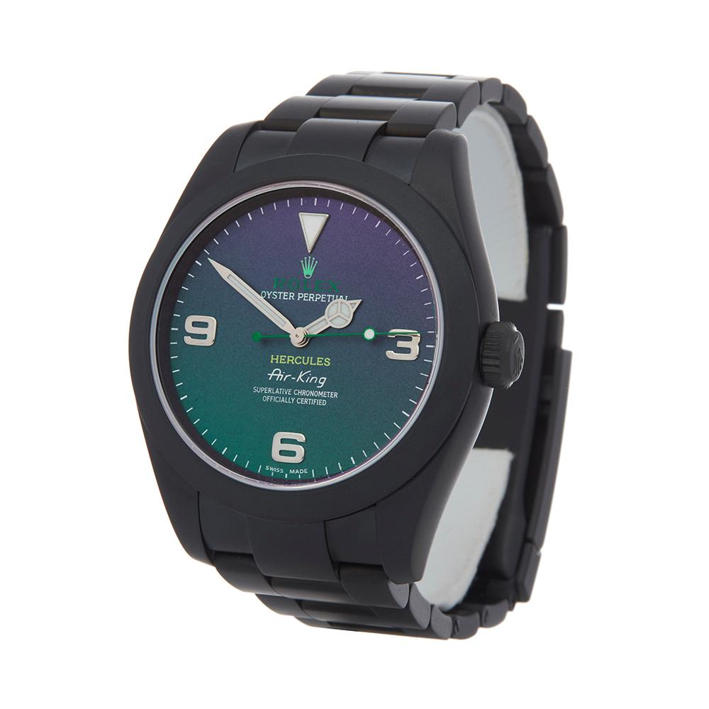 Reference: COM2039
Manufacturer: Rolex
Model: Explorer I
Model Reference: 116900
Age: 25th February 2018
Gender: Men's
Box and Papers: Box, Manuals and Guarantee
Dial: Purple And Green Arabic
Glass: Sapphire Crystal
Movement: Automatic
Water