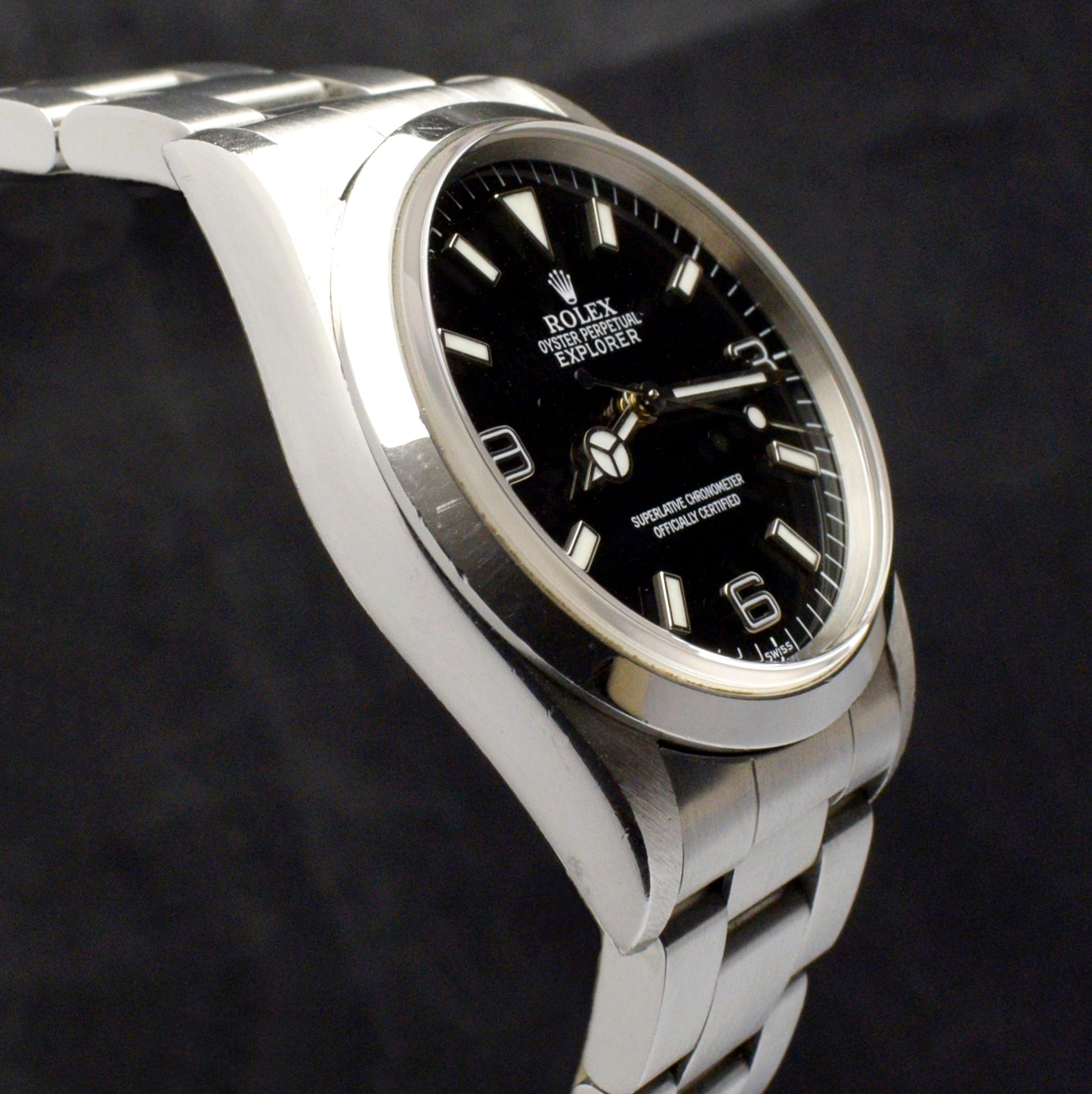 Rolex Explorer I Steel 14270 “Swiss” Only Automatic Watch with Paper, 1998 For Sale 1