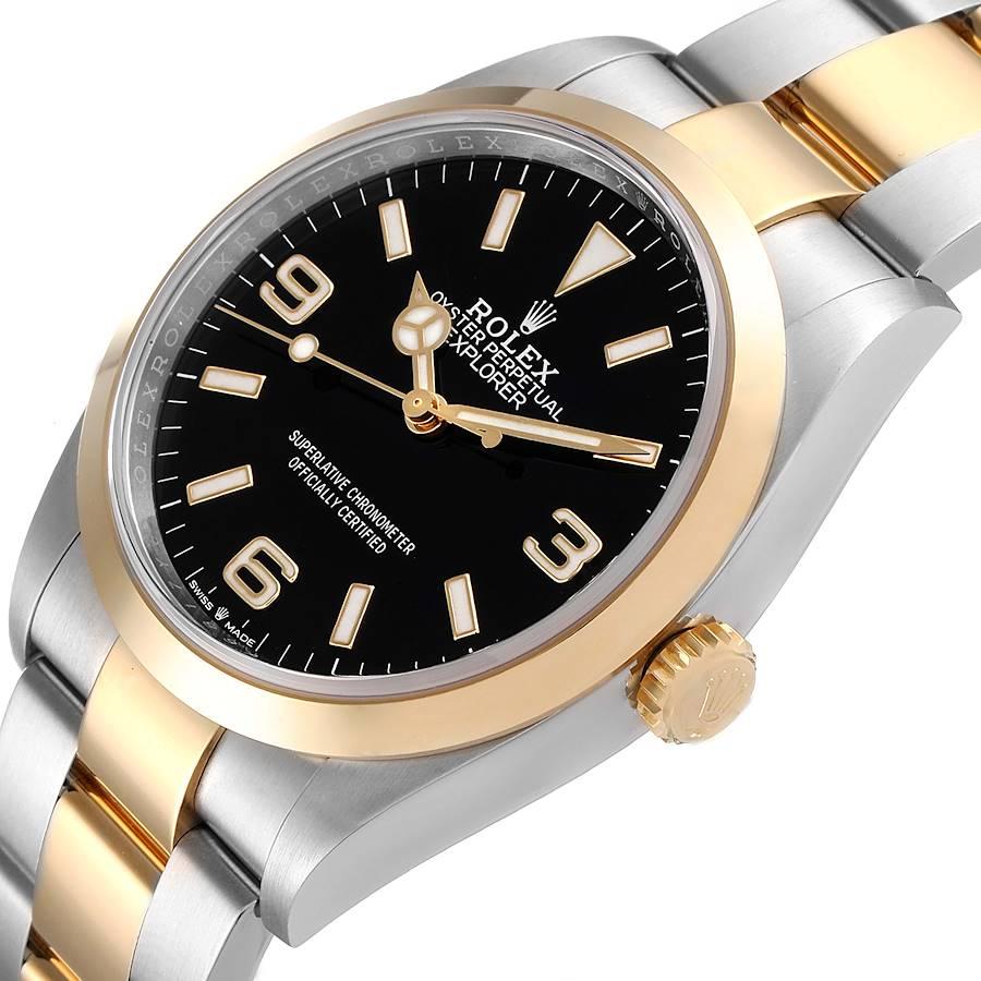 Rolex Explorer I Steel Yellow Gold Black Dial Mens Watch 124273 Unworn For Sale 1