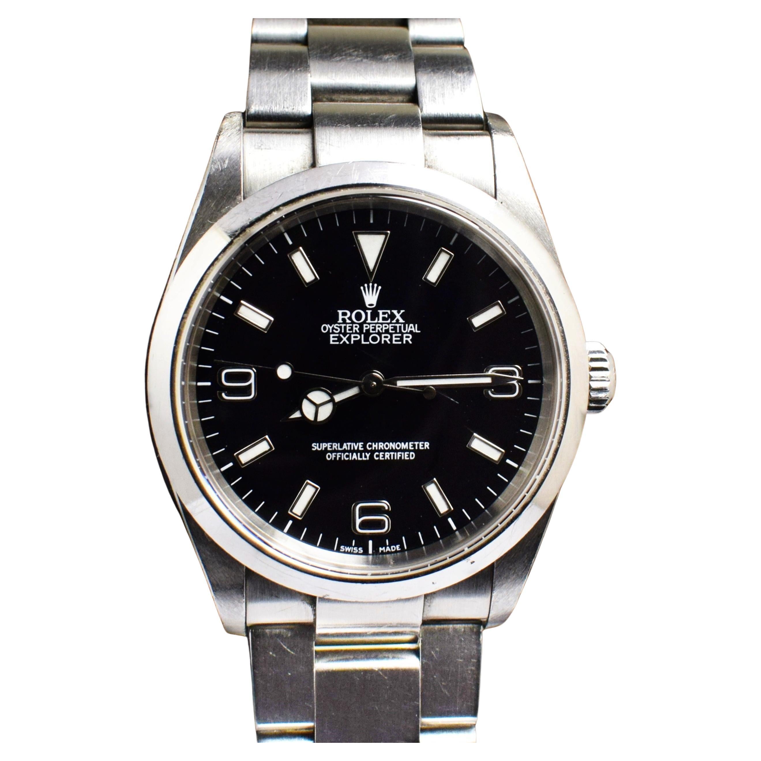 Rolex Explorer I Unpolished Case 36mm 114270 Steel Watch Box & Paper 2002