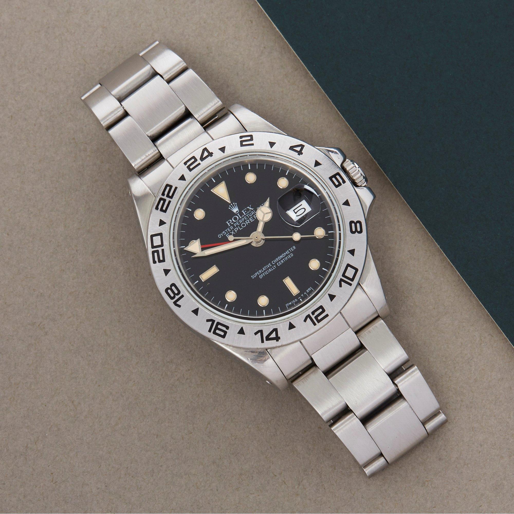 Xupes Reference: W007772
Manufacturer: Rolex
Model: Explorer II
Model Variant: 0
Model Number: 16550
Age: 28-11-1987
Gender: Men
Complete With: Box, Manuals, Rolex Service Papers Dated 2002 & 2014 & Punched Guarantee
Dial: Black Baton
Glass: