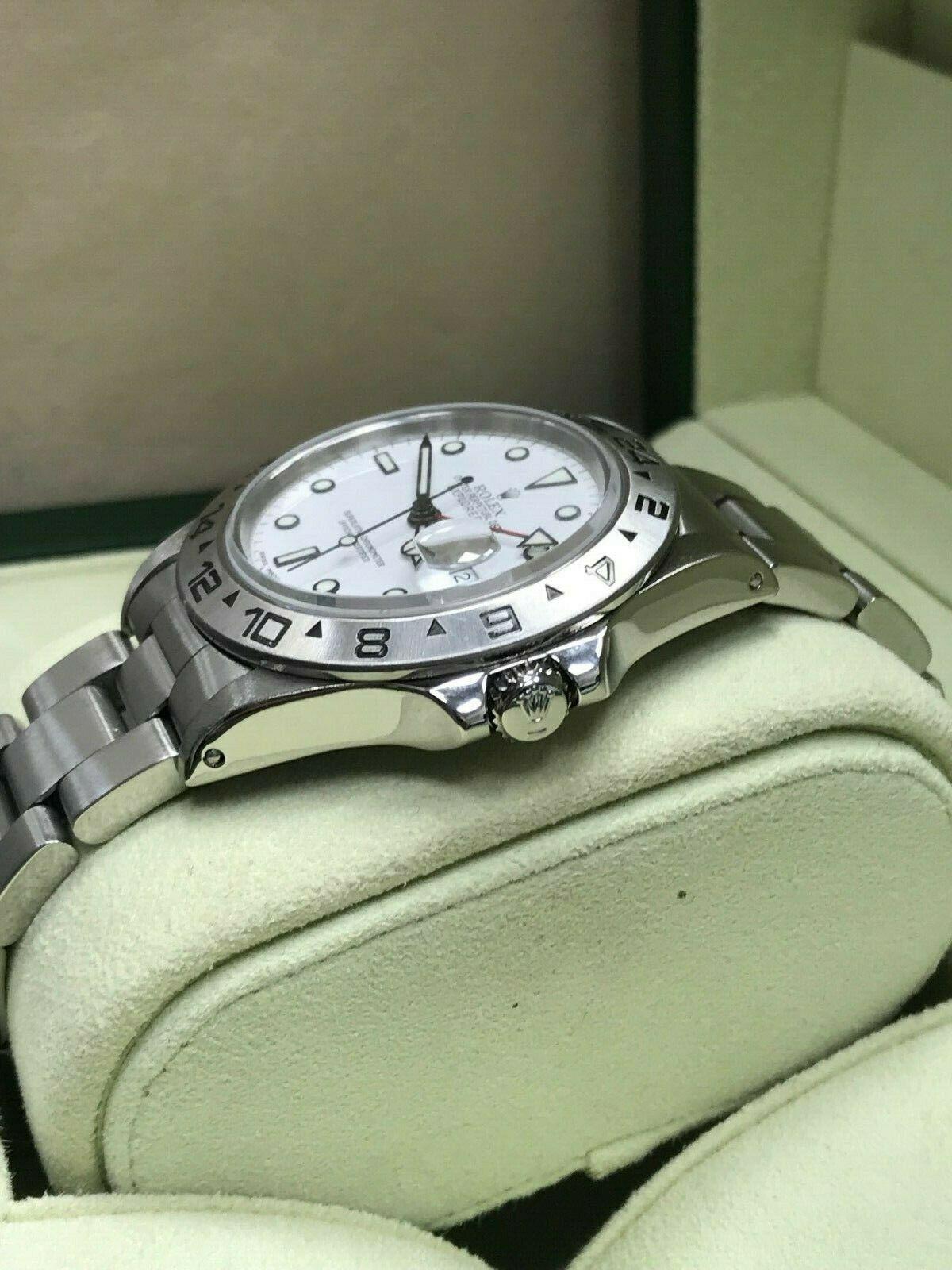 Men's Rolex Explorer II 16550 White Dial Stainless Steel Box and Service Paper