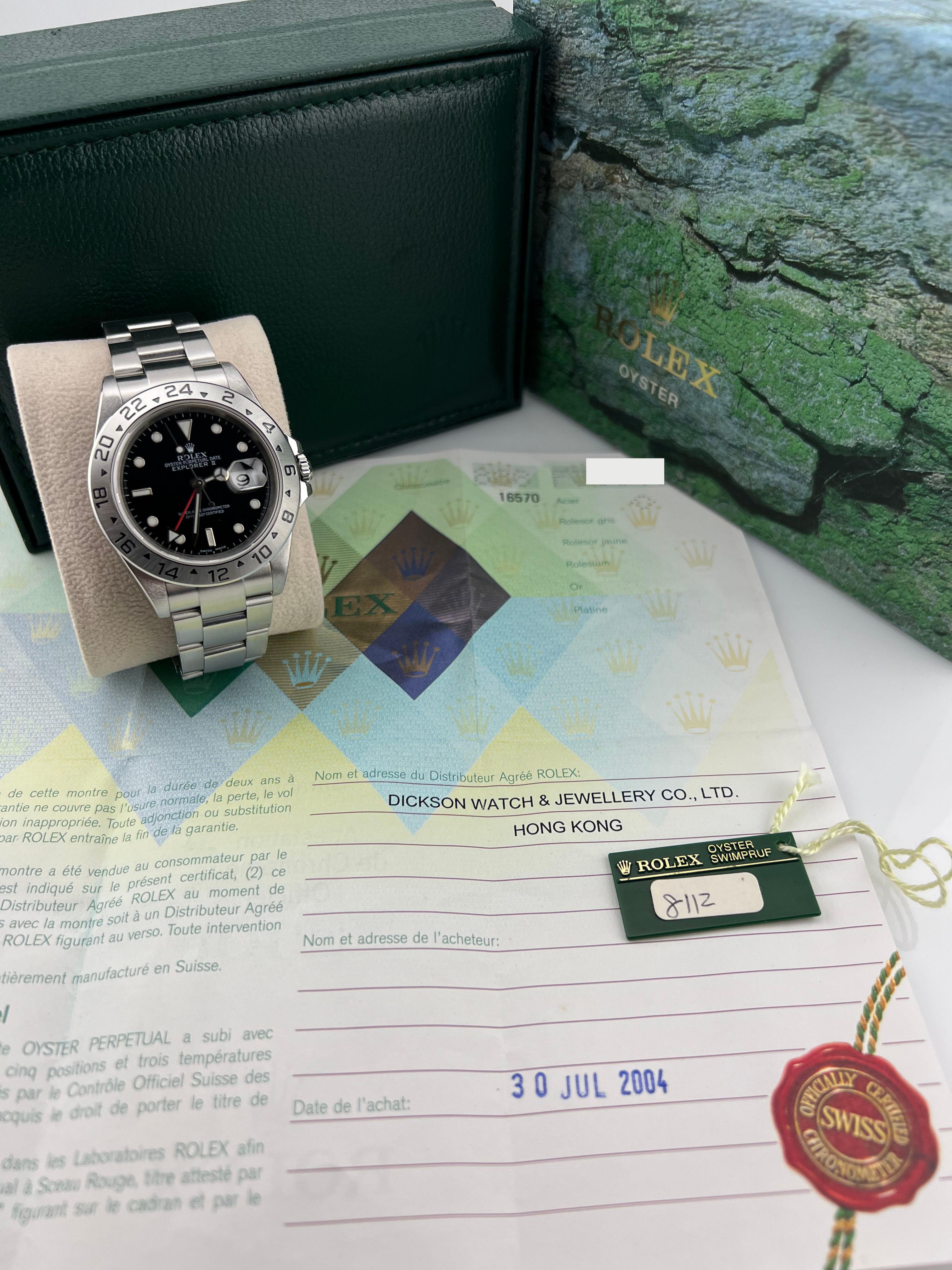 Rolex Explorer II 16570 40mm Black Dial Stainless Steel Box Paper 2004 In Excellent Condition In San Diego, CA