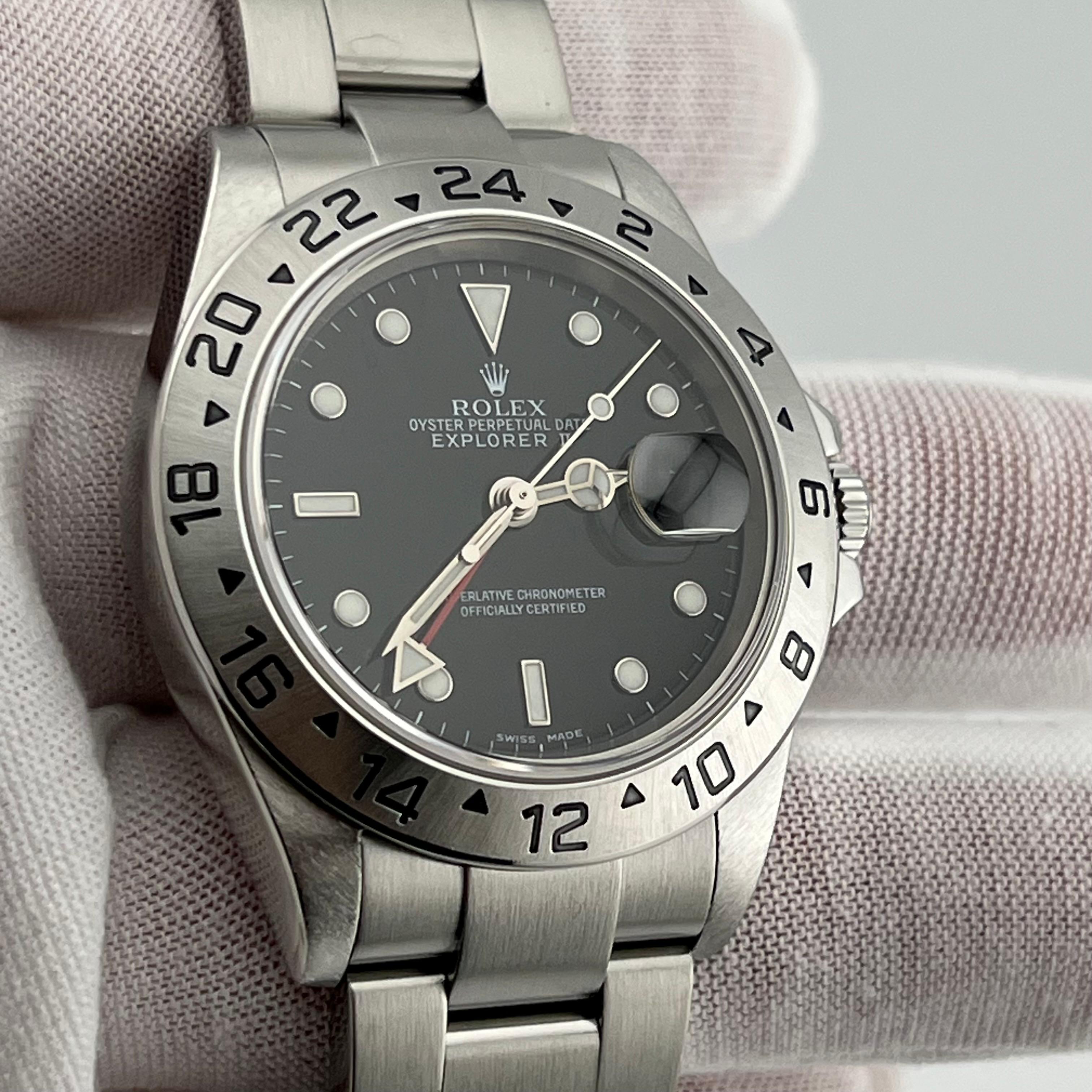 Men's Rolex Explorer II 16570 40mm Black Dial Stainless Steel Box Paper 2004