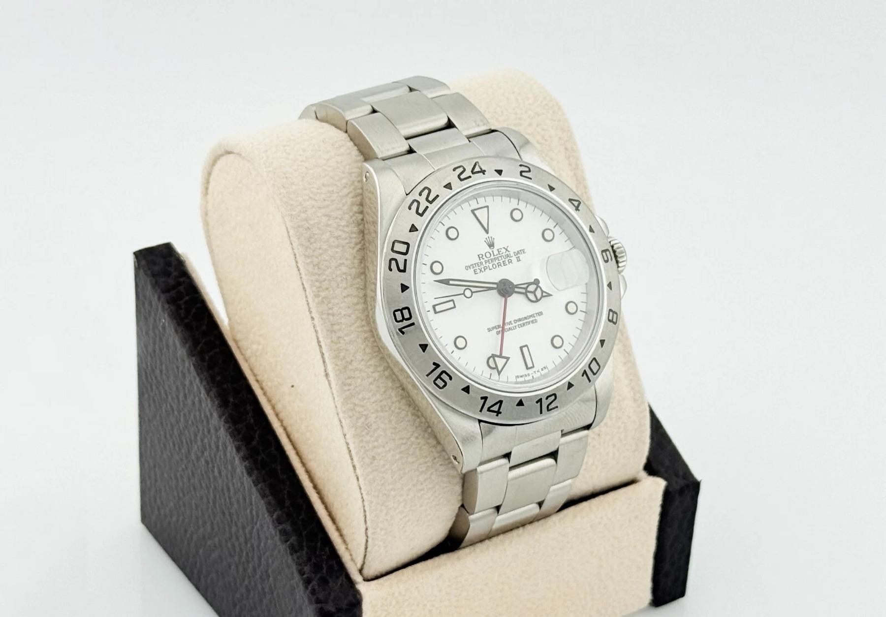 Men's Rolex Explorer II 16570 40mm Polar White Dial Stainless Steel Box Booklet