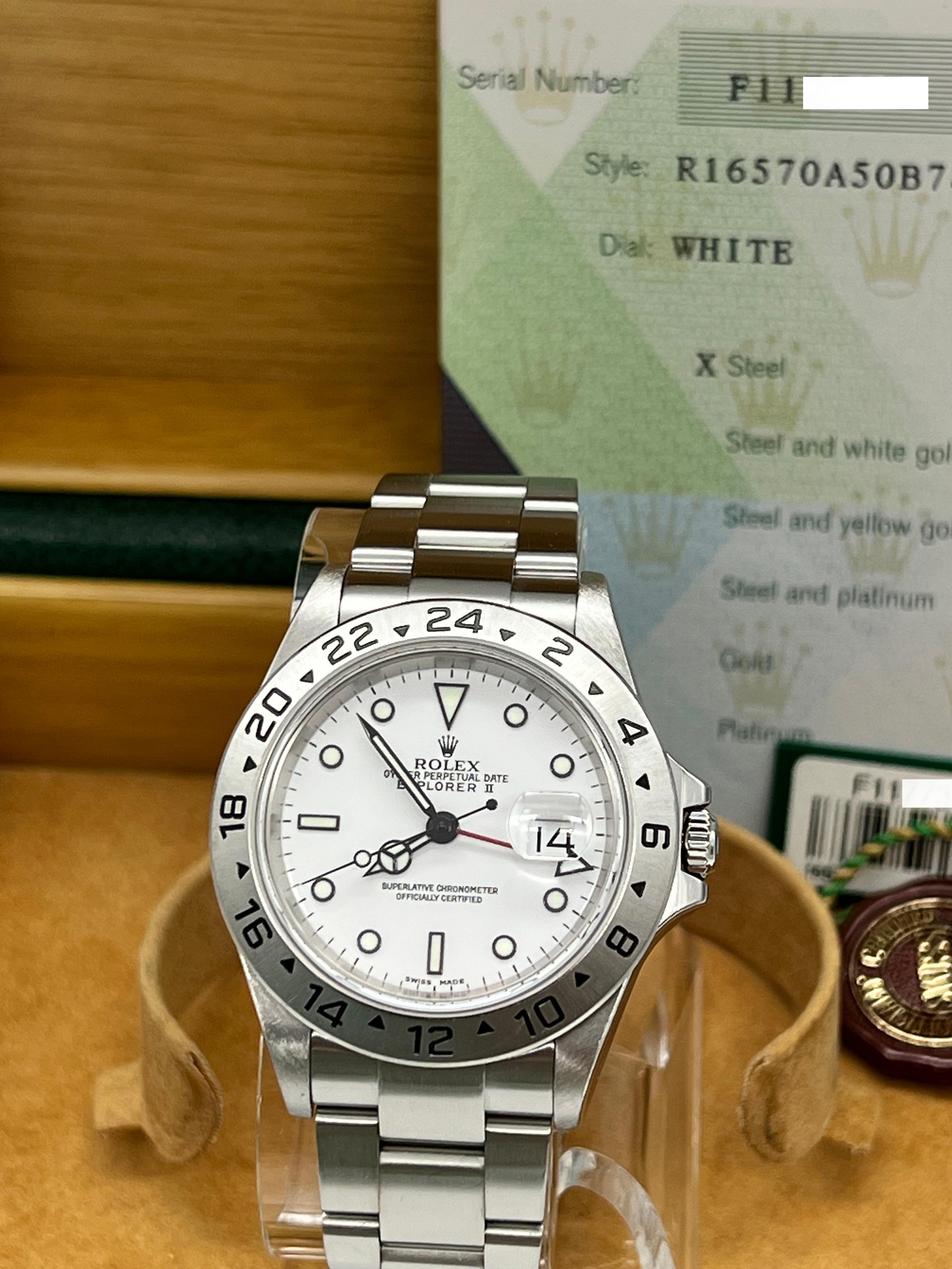 Rolex Explorer II 16570 40mm Weißes Zifferblatt Edelstahl-Boxpapiere aus Edelstahl 10