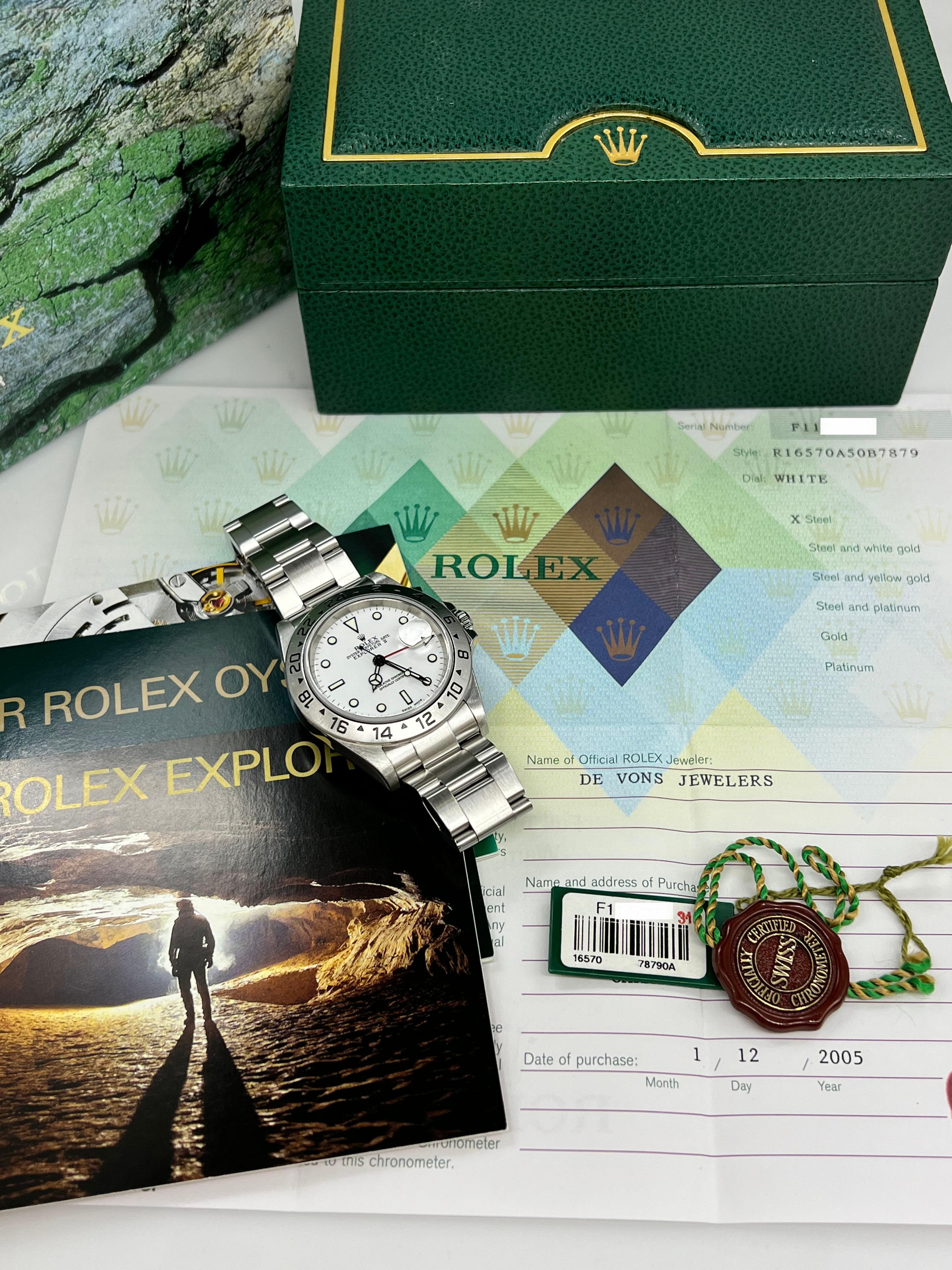 Rolex Explorer II 16570 40mm Weißes Zifferblatt Edelstahl-Boxpapiere aus Edelstahl Herren