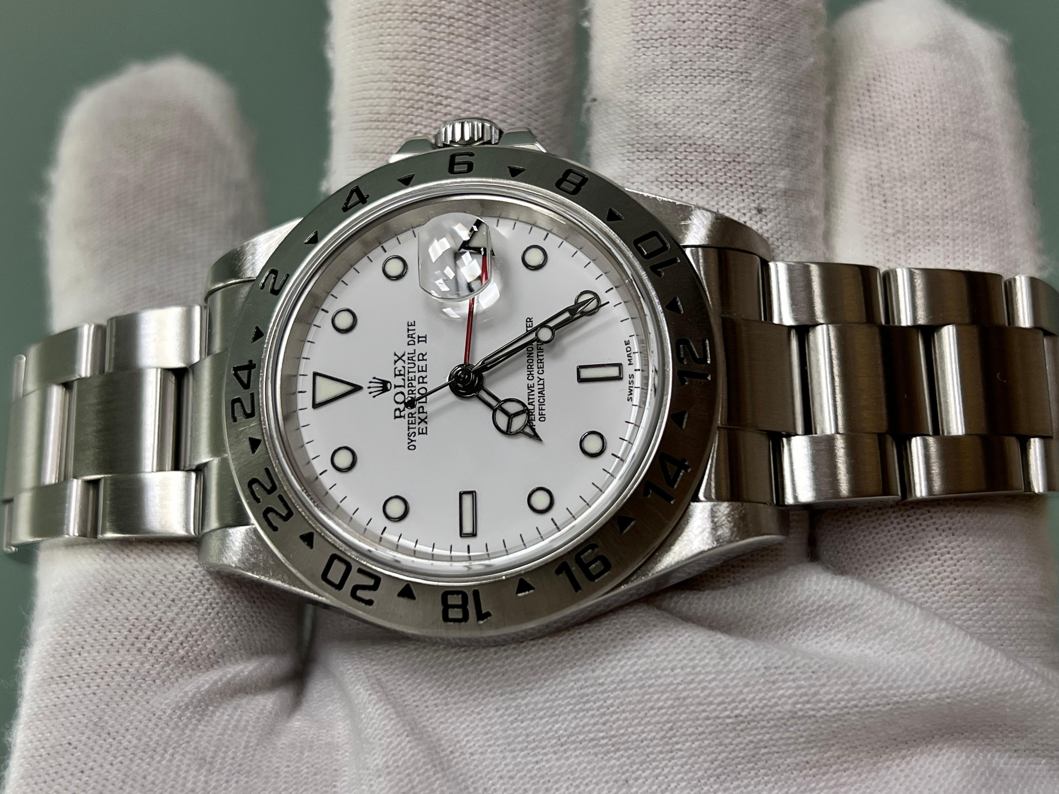 Rolex Explorer II 16570 40mm Weißes Zifferblatt Edelstahl-Boxpapiere aus Edelstahl 1