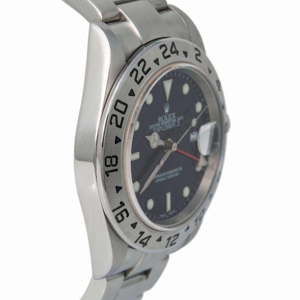 Rolex Explorer II 16570 F-Serial Men's Automatic Watch Black Dial SS 40mm
