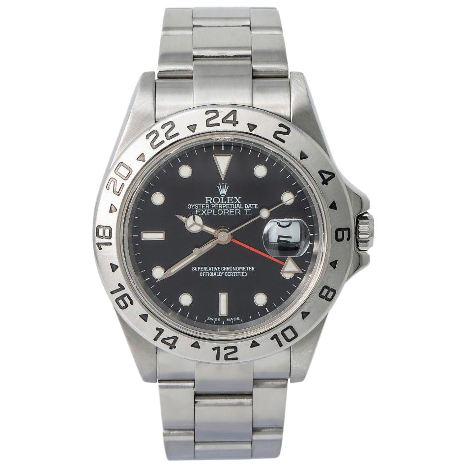 Rolex Explorer II 16570 F-Serial Men's Automatic Watch Black Dial SS