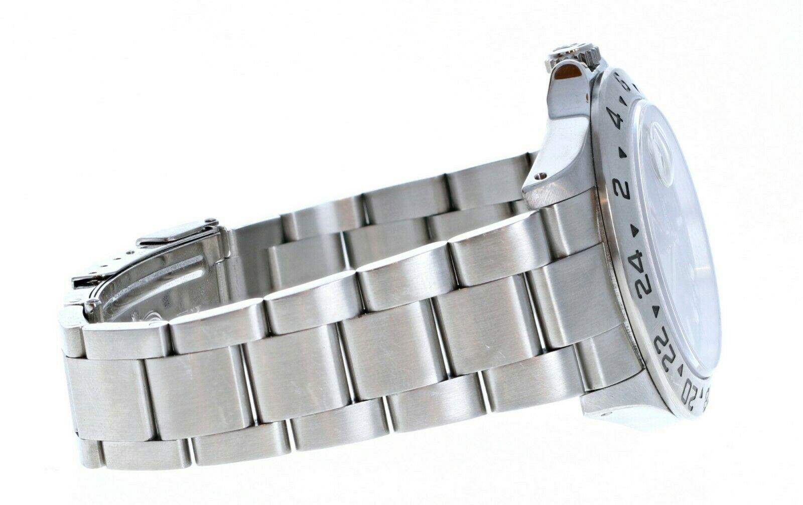 Women's or Men's Rolex Explorer II 16570 GMT Stainless Steel Black Dial Watch W/ Papers For Sale