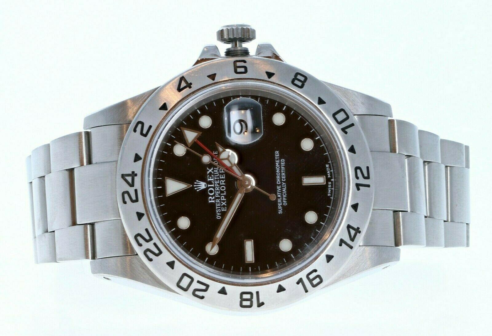 Rolex Explorer II 16570 GMT Stainless Steel Black Dial Watch W/ Papers For Sale 1