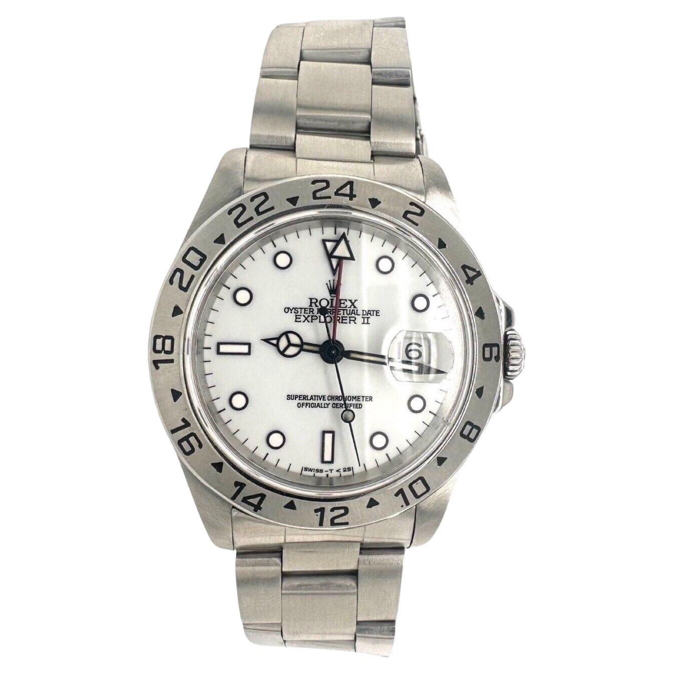 Rolex Explorer II 16570, montre polaire blanche 40 mm en acier inoxydable (R-449)