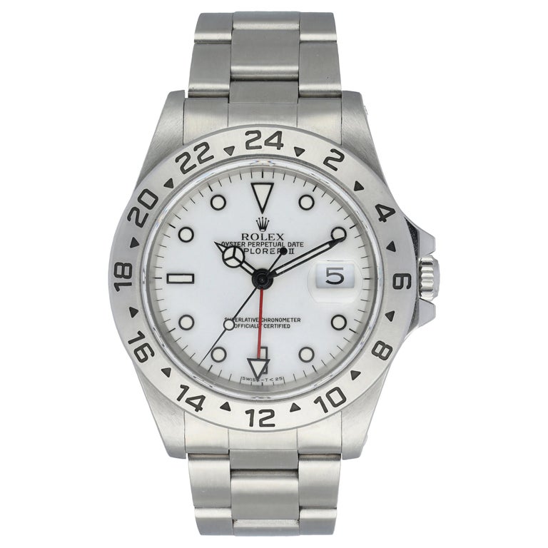 Rolex Explorer II 16570 Stainless Steel White Dial For Sale at 1stDibs
