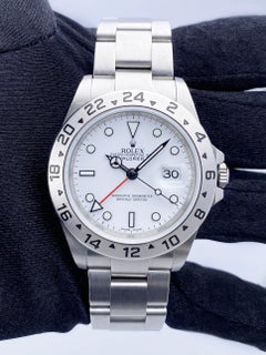 Rolex Explorer II 16570 White Dial Engraved Mens Watch Box Papers