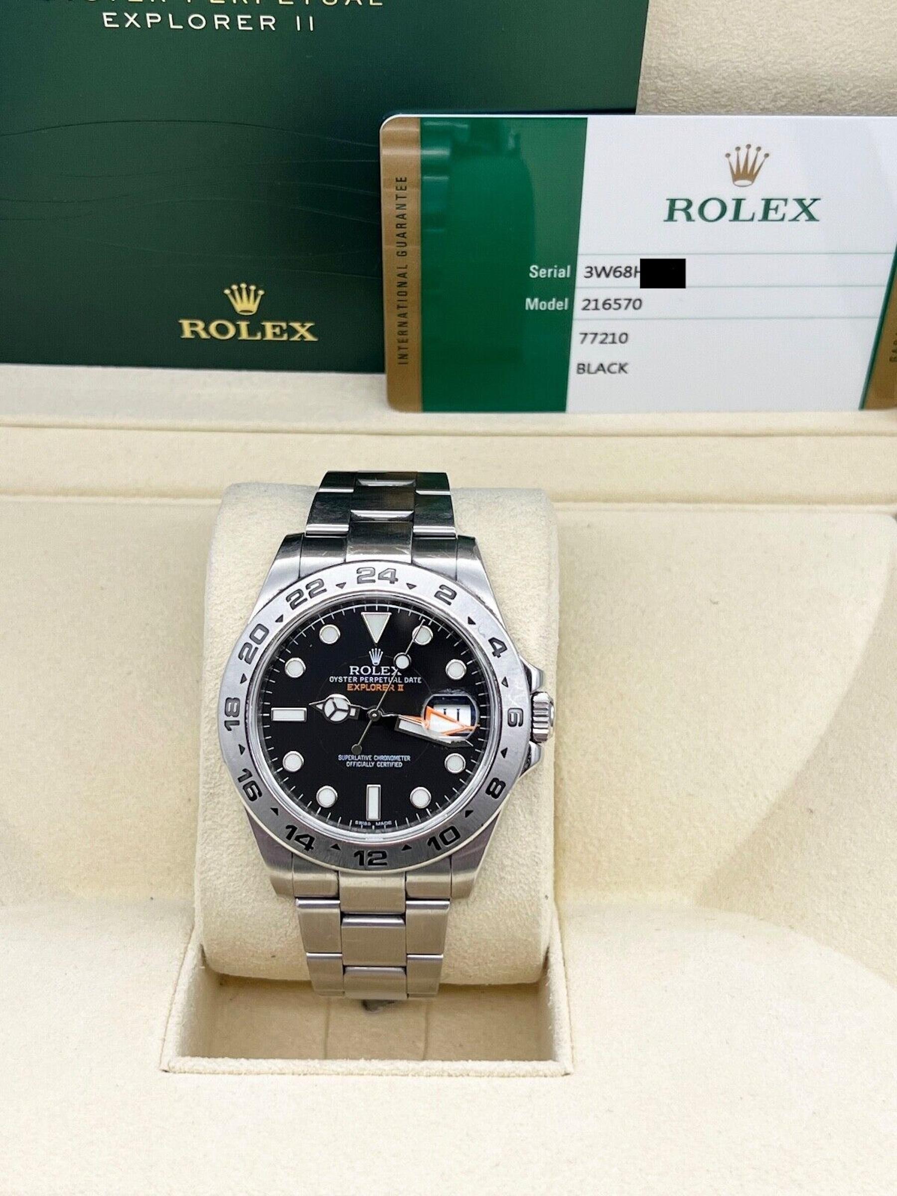 Rolex Explorer II 216570 Black Dial 42mm Stainless Steel Box Paper In Excellent Condition For Sale In San Diego, CA