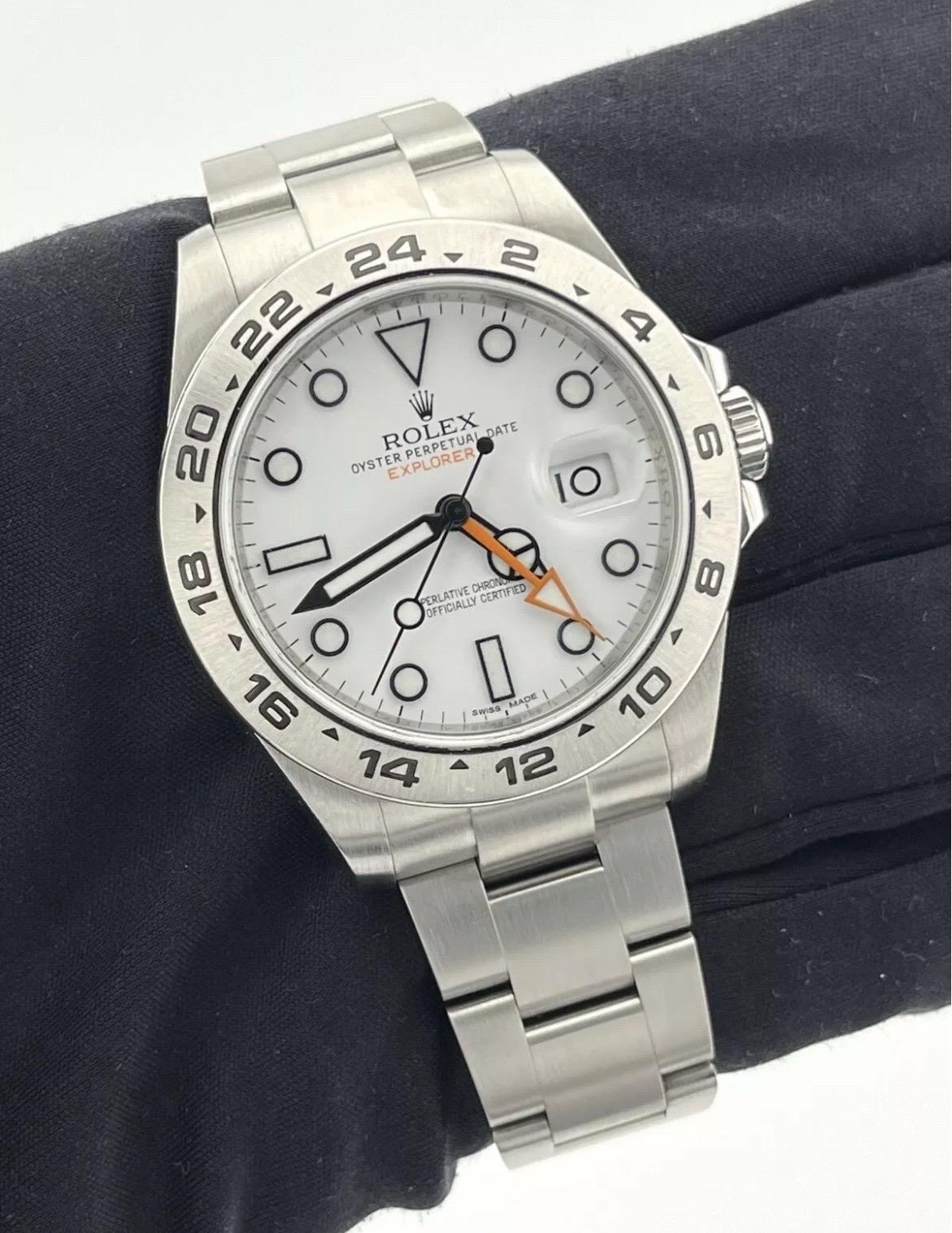 Reloj Rolex Explorer II 216570 Polar Esfera Blanca Naranja 42mm Acero Inoxidable en venta 3