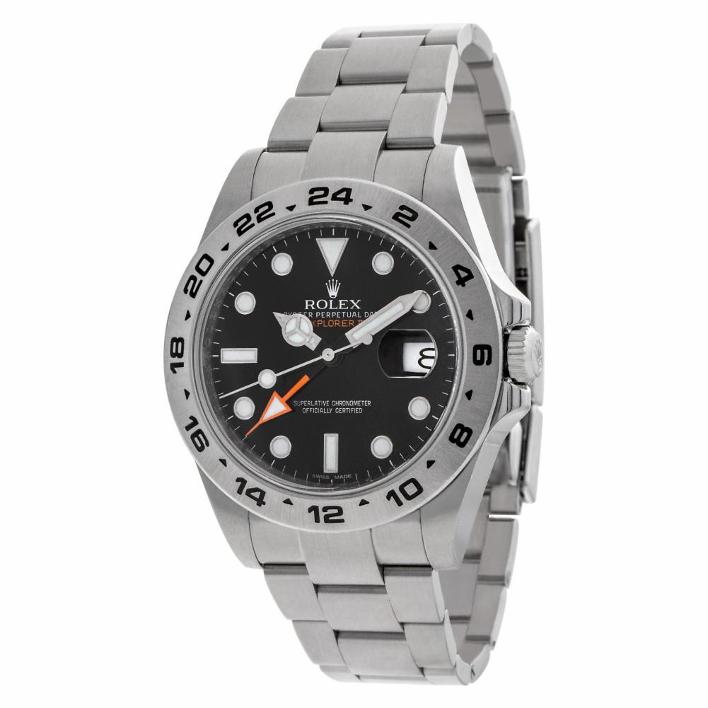 Rolex Explorer II in stainless steel. Auto w/ date and dual time. 41 mm case size. With box. Ref 216570. Circa 2010. Fine Pre-owned Rolex Watch. Certified preowned Sport Rolex Explorer II 216570 watch is made out of Stainless steel on a Stainless