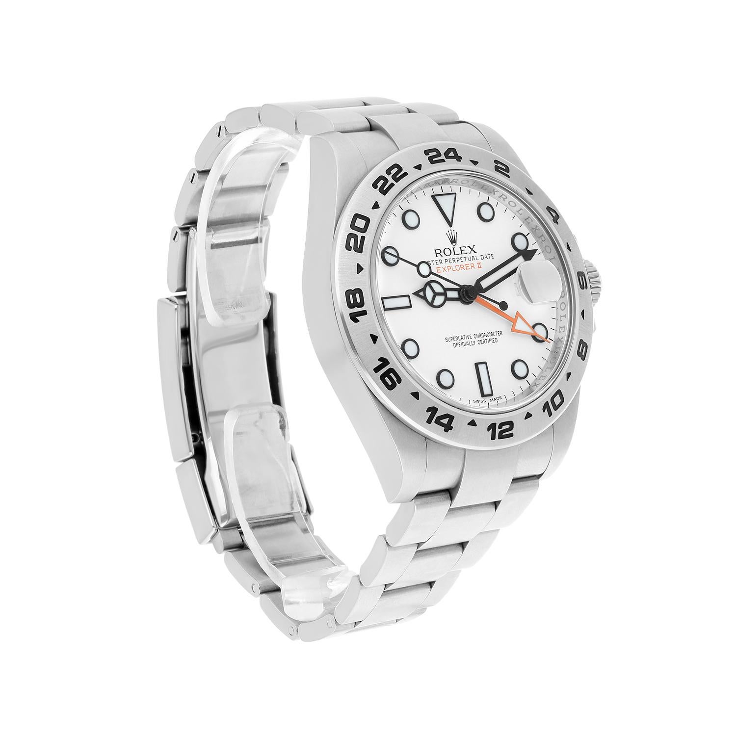 Modern Rolex Explorer II 216570 White Dial Stainless Steel Mens Watch For Sale