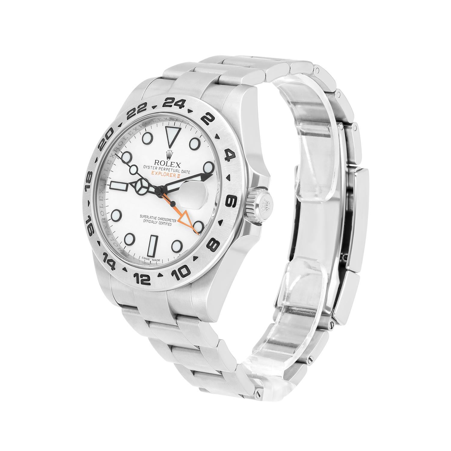 Men's Rolex Explorer II 216570 White Dial Stainless Steel Mens Watch with Service Card