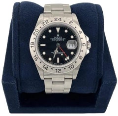 Rolex Explorer II 40mm 16570 Black Dial Stainless Steel GMT Date Mens Watch