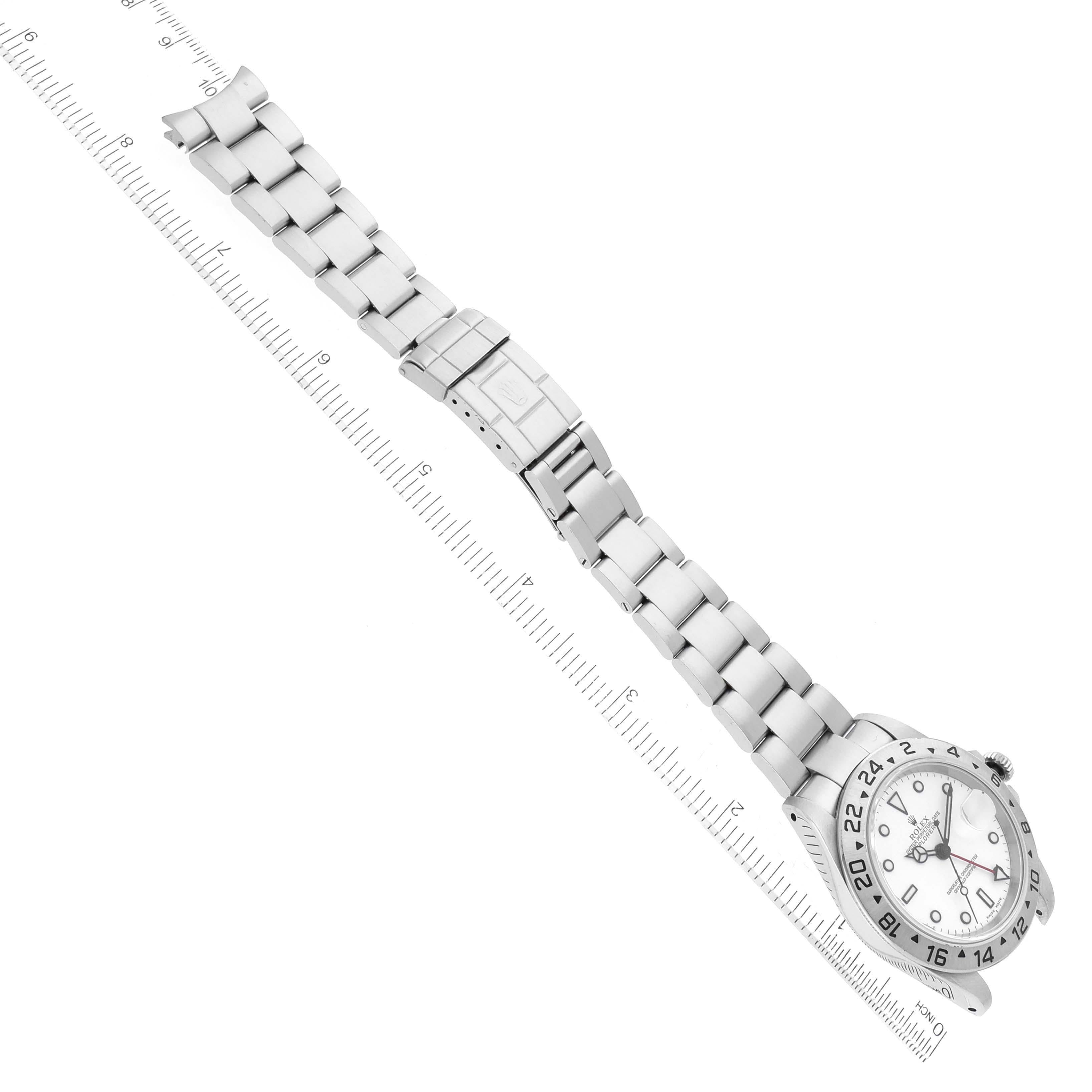 Rolex Explorer II 40mm Polar White Dial Steel Mens Watch 16570 Box Papers en vente 6
