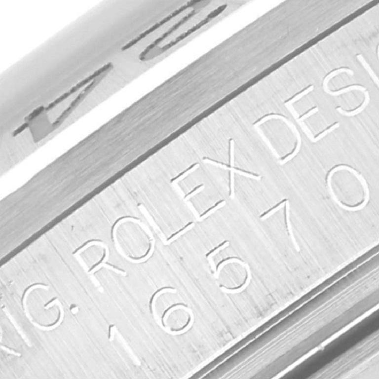 Rolex Explorer II 40mm Polar White Dial Steel Mens Watch 16570 Box Papers. Mouvement automatique à remontage automatique, officiellement certifié chronomètre. Boîtier en acier inoxydable de 40.0 mm de diamètre. Logo Rolex sur la couronne. Lunette en