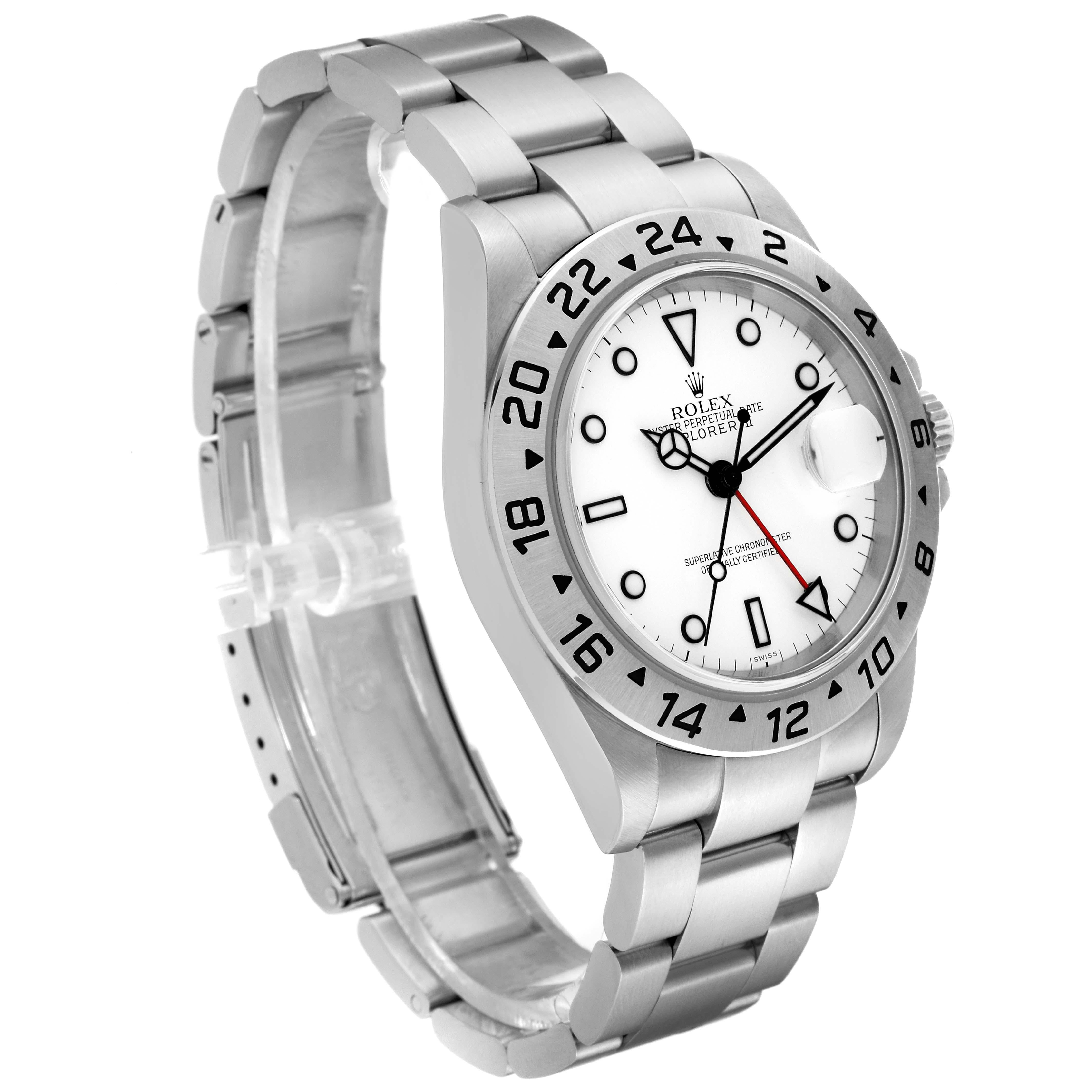 Men's Rolex Explorer II 40mm Polar White Dial Steel Mens Watch 16570 Box Papers For Sale