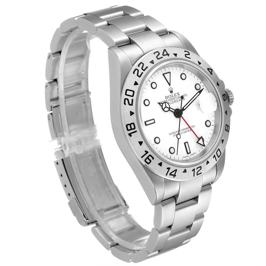 Rolex Explorer II White Dial Steel Mens Watch 16570 In Excellent Condition For Sale In Atlanta, GA