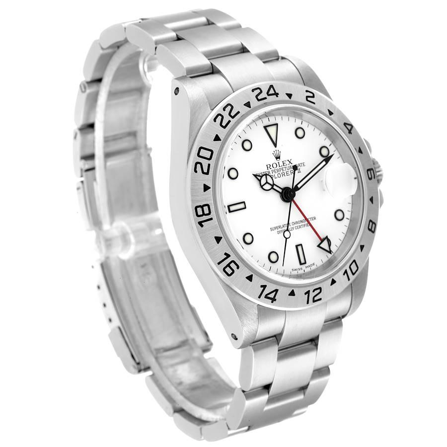 Rolex Explorer II 40mm Weißes Zifferblatt Stahl Herrenuhr 16570 im Zustand „Hervorragend“ im Angebot in Atlanta, GA