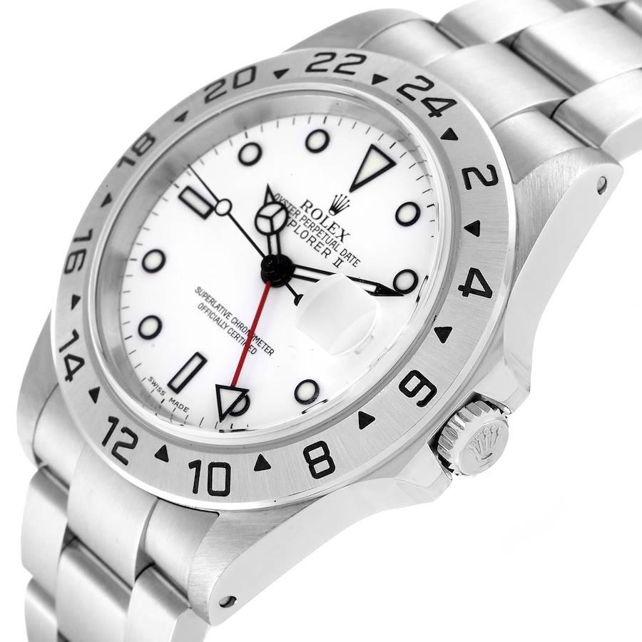 Rolex Explorer II 40mm Weißes Zifferblatt Stahl Herrenuhr 16570 im Angebot 2