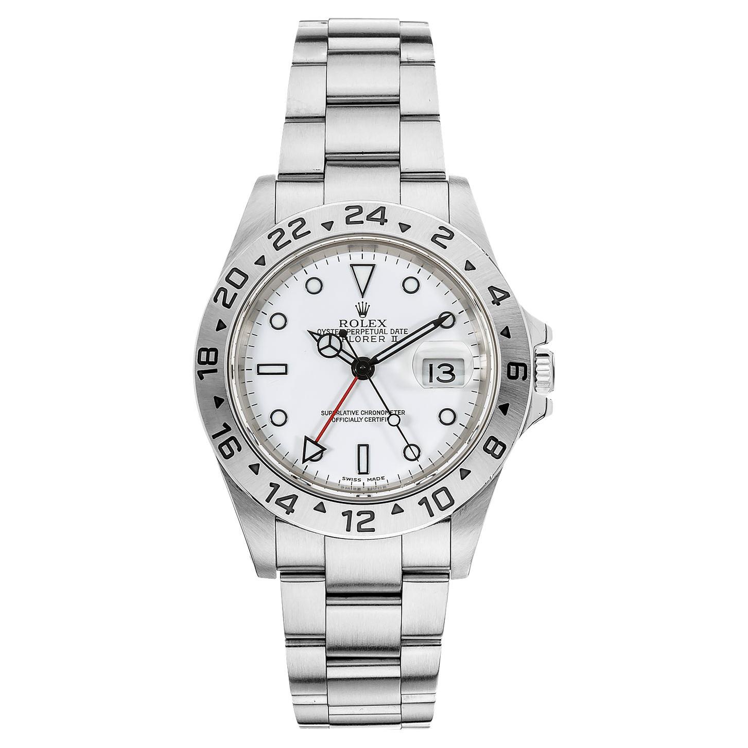 Rolex Explorer II White Polar Dial Stainless Steel Oyster Mens Watch 16570 For Sale