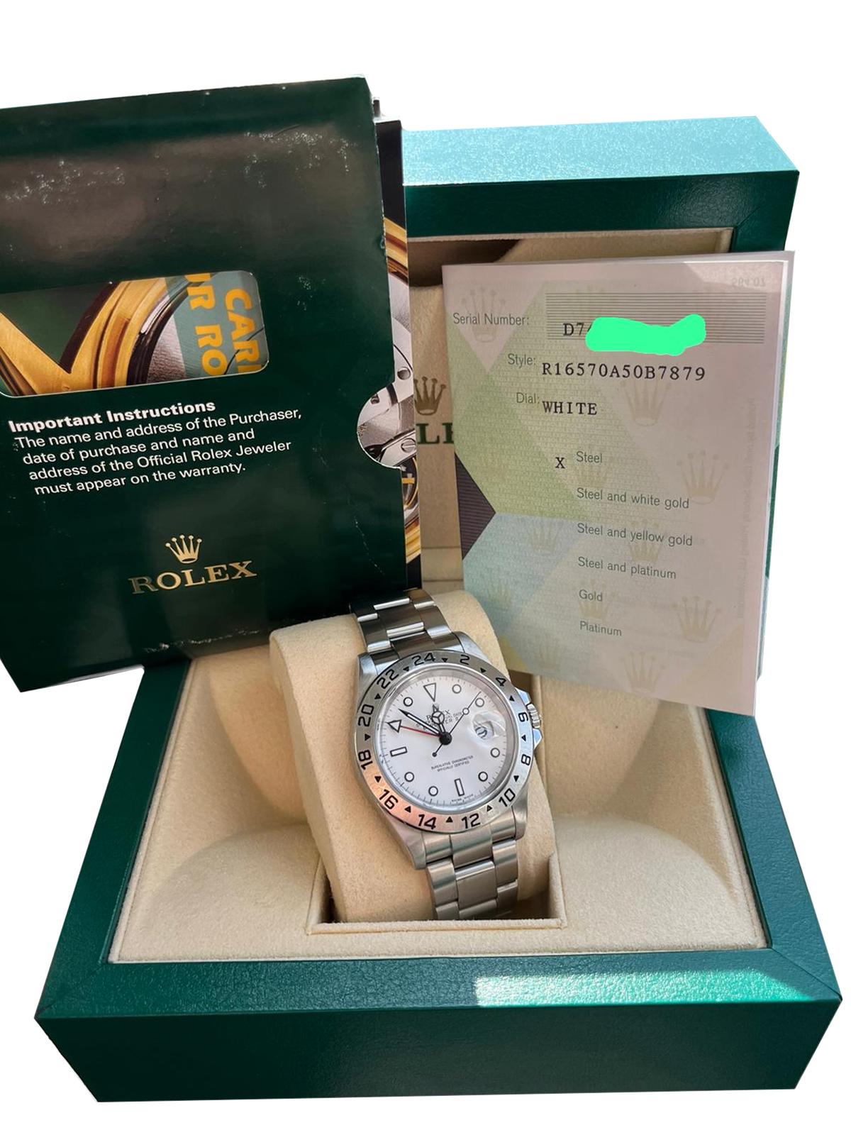 Rolex Explorer II White Polar Dial Steel Oyster Bracelet Mens Watch 16570 For Sale 2