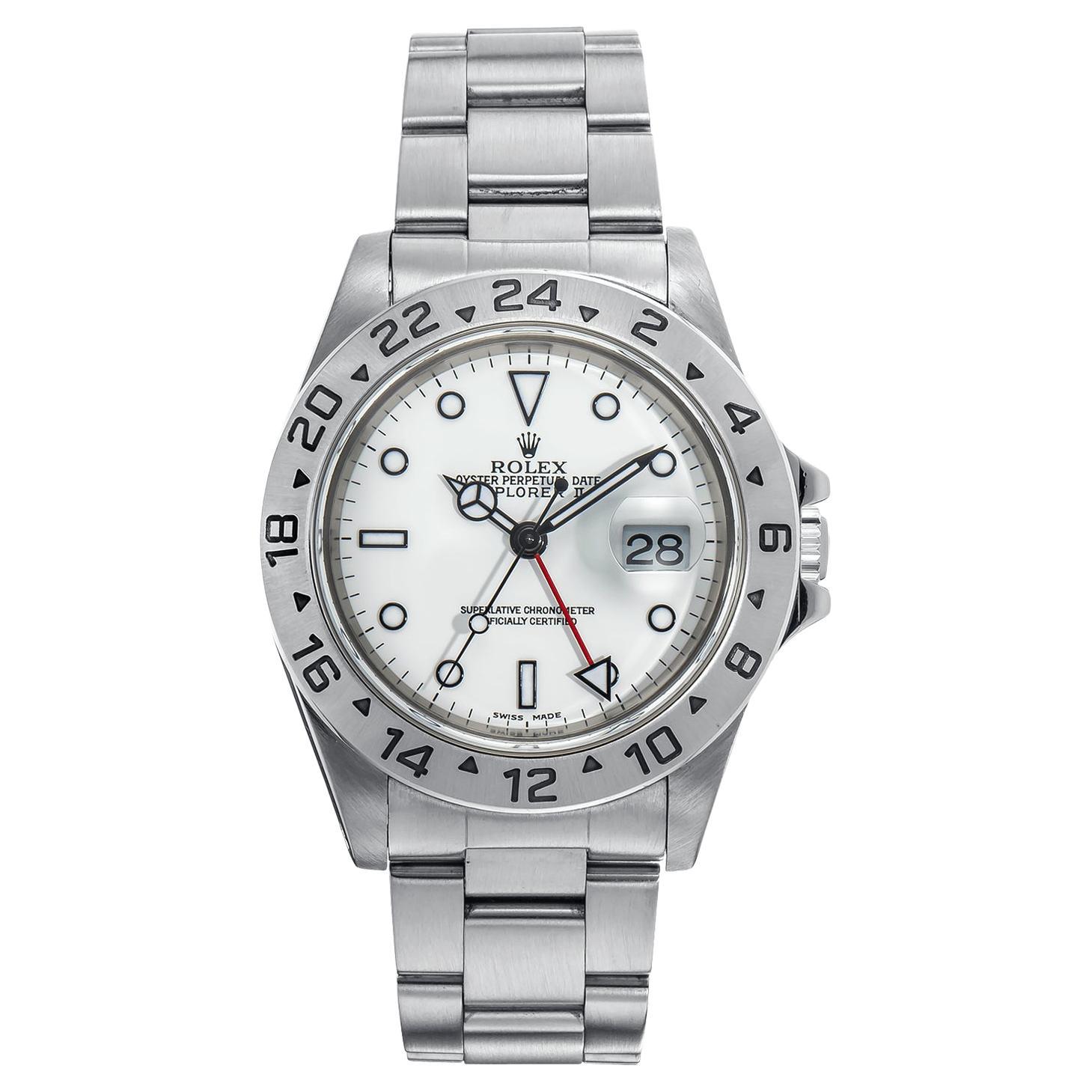 Rolex Explorer II White Polar Dial Steel Oyster Bracelet Mens Watch 16570 For Sale