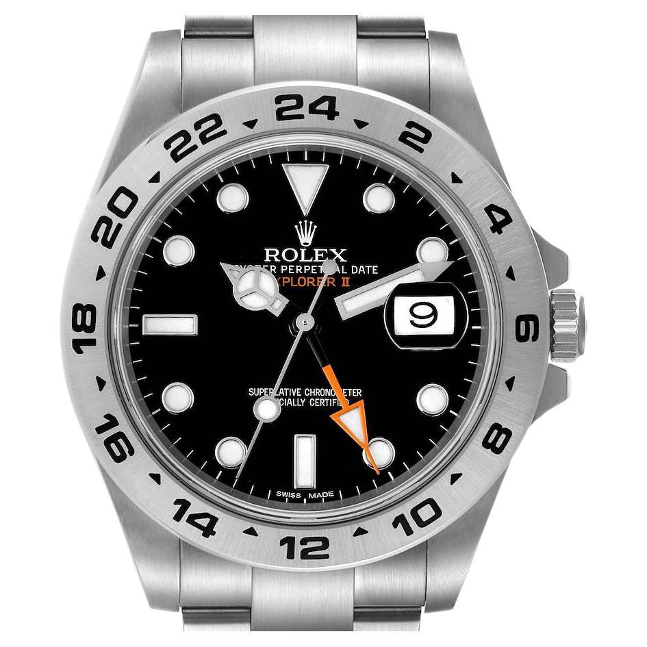 Rolex Explorer II 42 Schwarzes Zifferblatt Orange Hand Herrenuhr 216570 Box Card