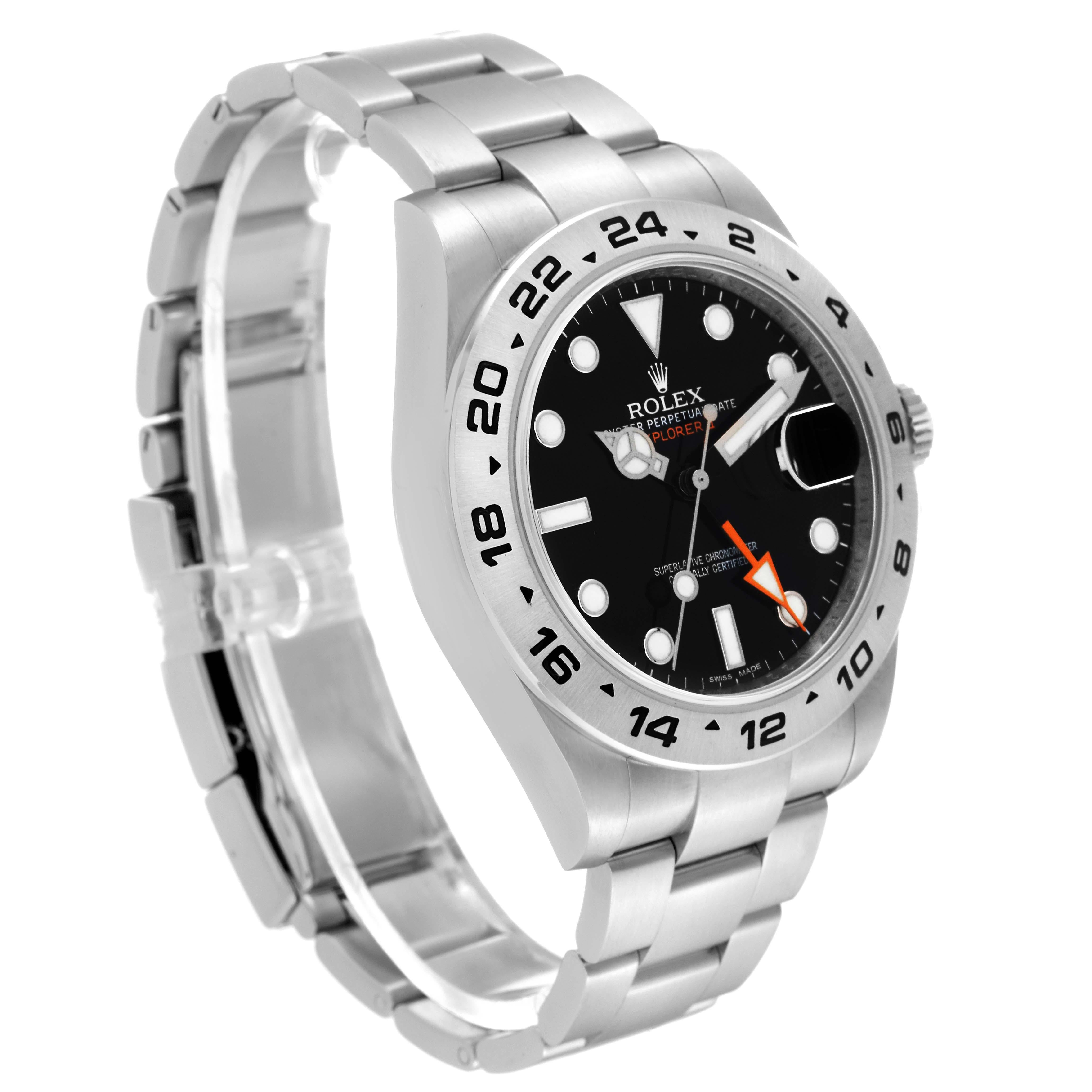 Men's Rolex Explorer II 42 Black Dial Orange Hand Steel Mens Watch 216570 Box Card For Sale