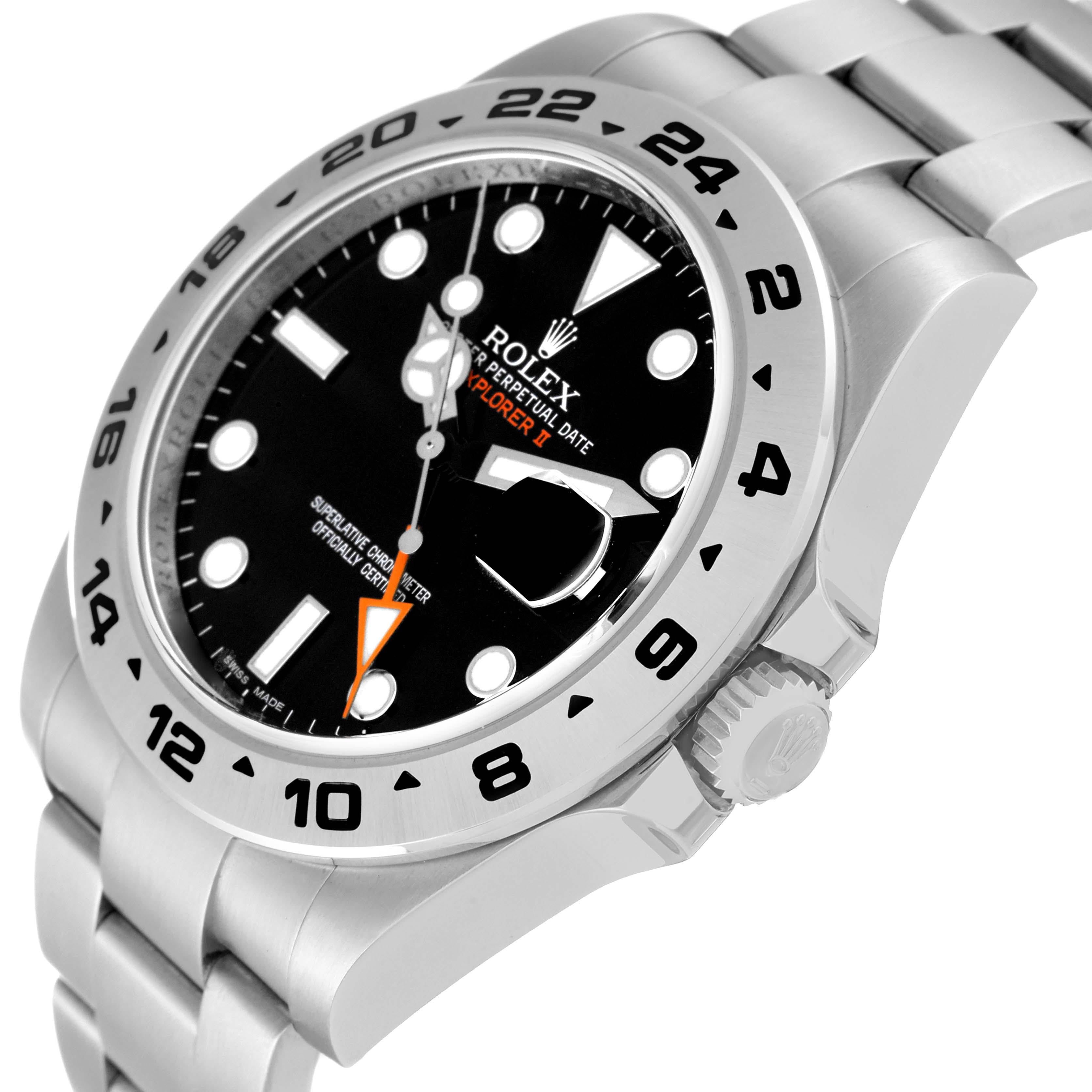 Rolex Explorer II 42 Black Dial Orange Hand Steel Mens Watch 216570 Box Card 1