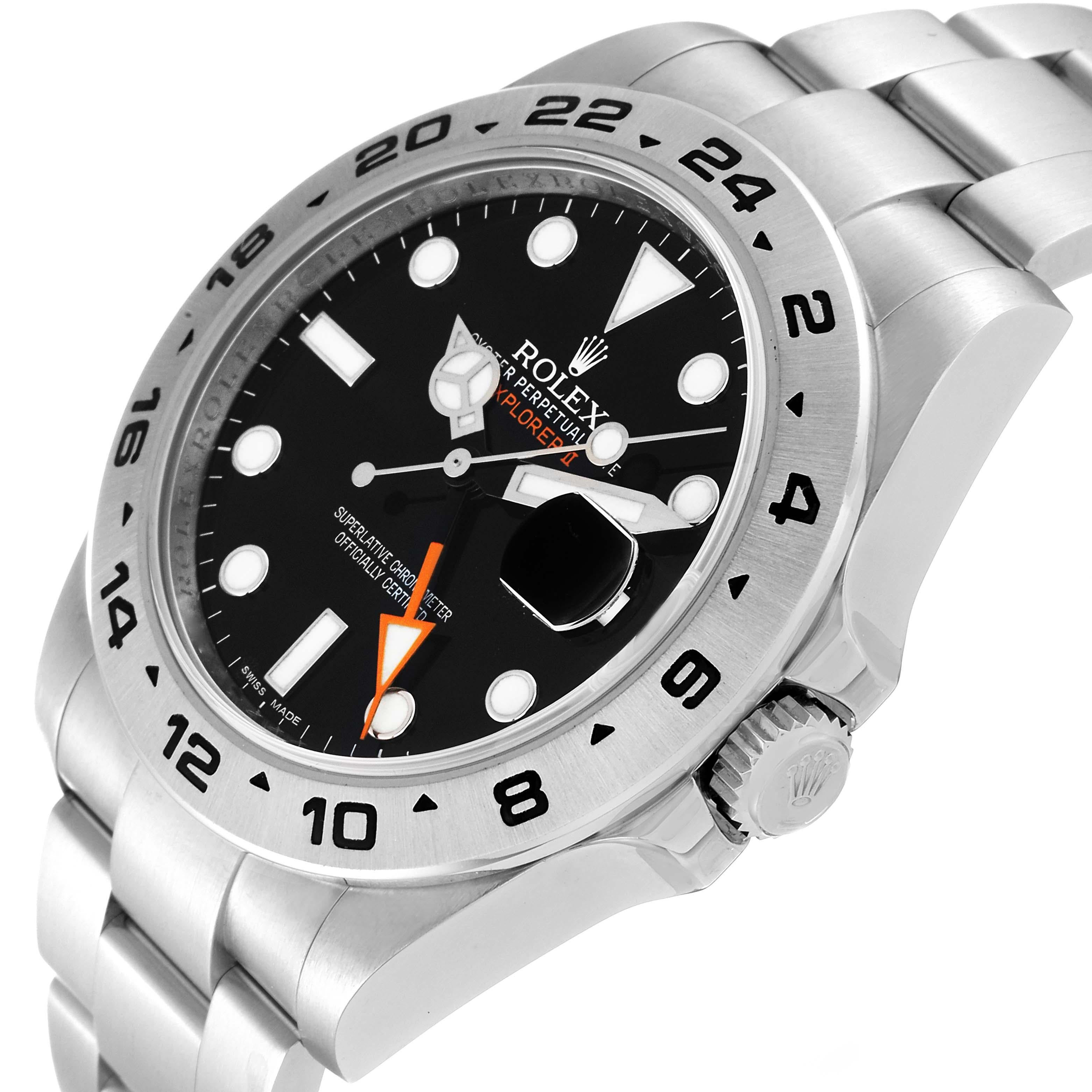 Rolex Explorer II 42 Cadran noir Aiguille orange Acier Montre Homme 216570 Box Card en vente 3